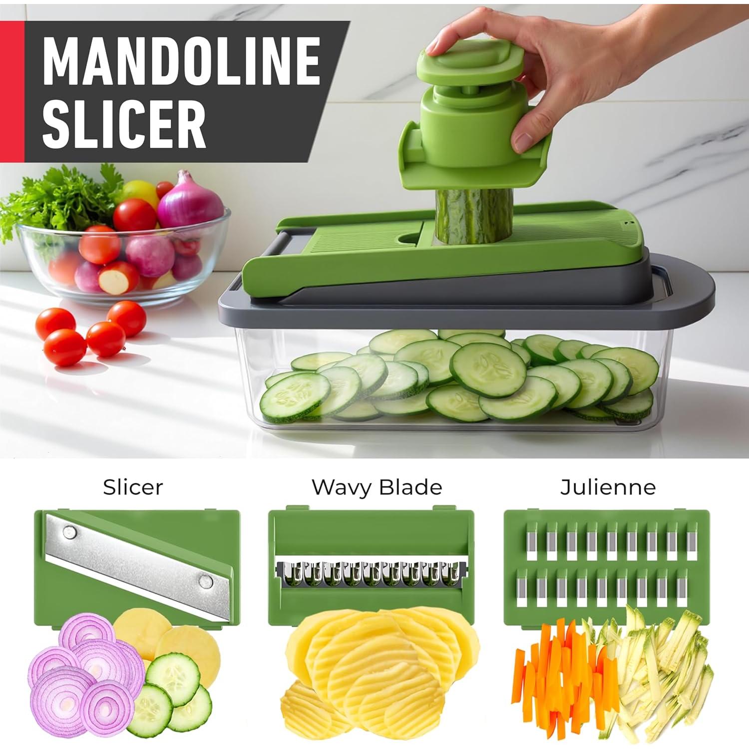 Picador de Verduras Mueller Pro-Series 10-en-1 8 Cuchillas Gris/Verde