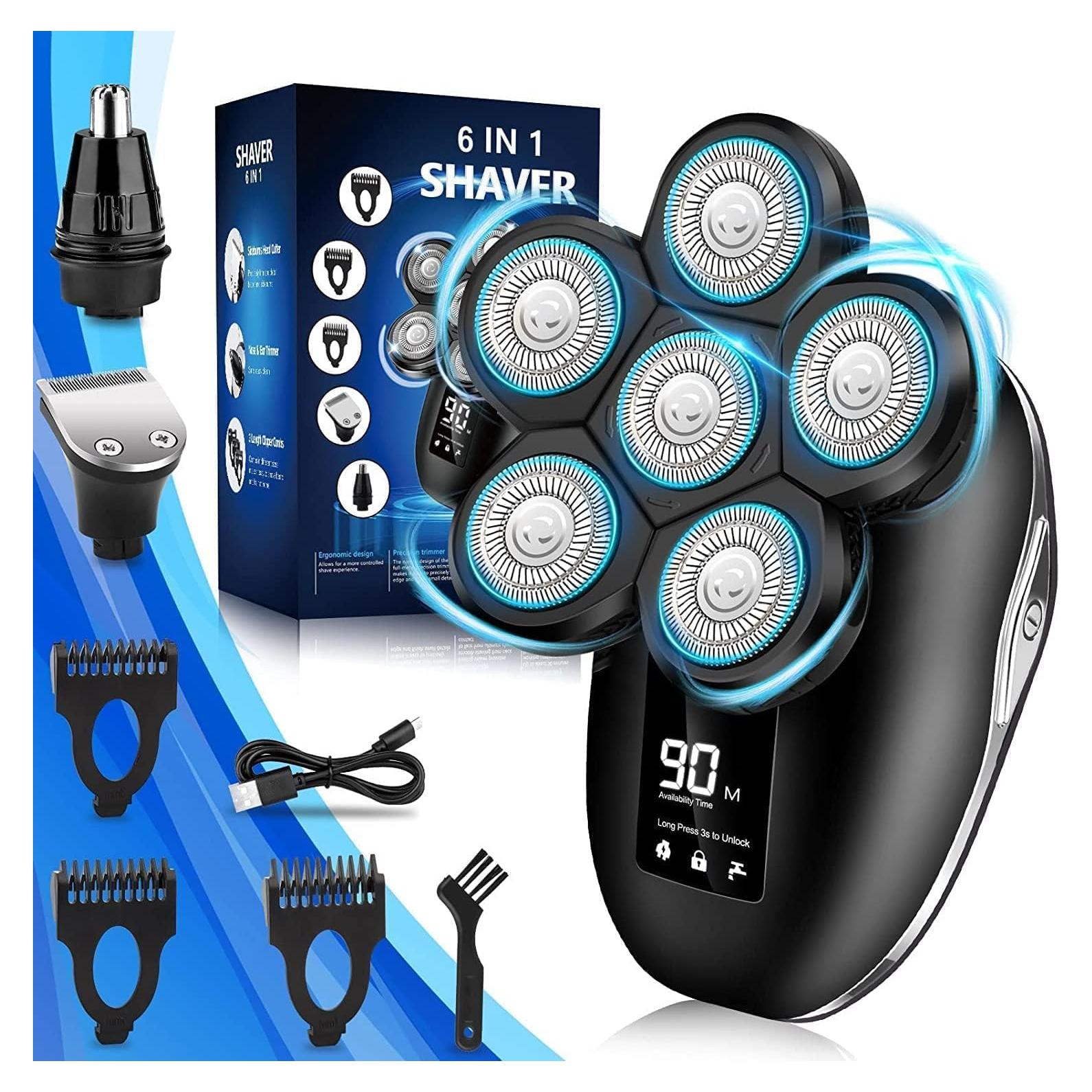 Afeitadora eléctrica 6 en 1 Sakioo IPX7 con pantalla LED