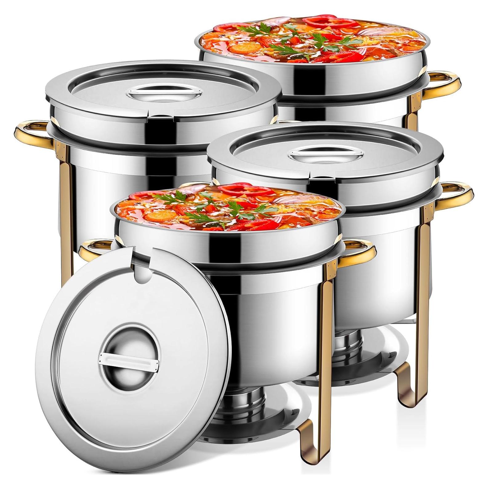 Paquete de 4 Chafer de Sopa 11 QT Acero Inoxidable Reallnaive