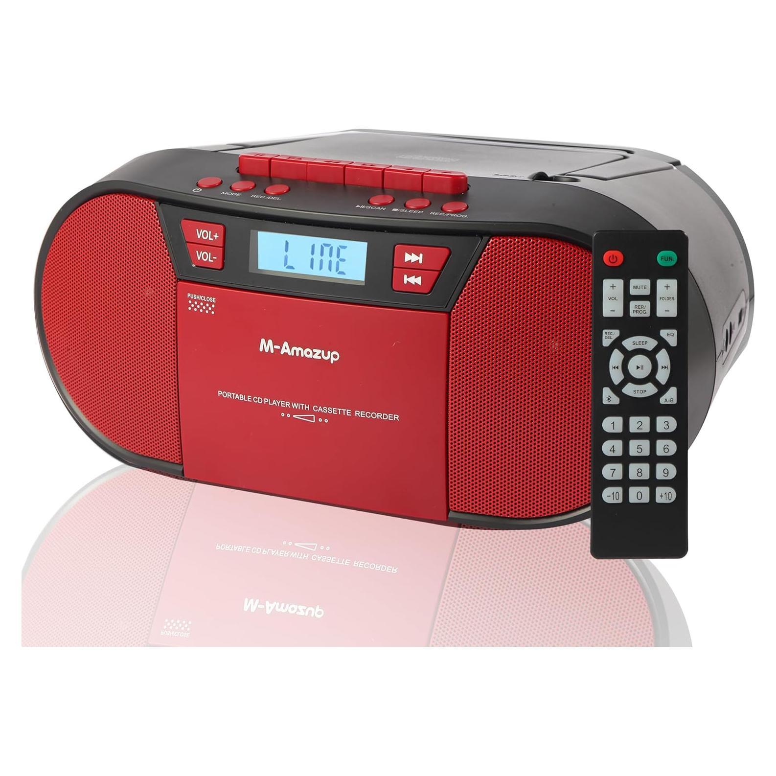 Reproductor Boombox Portátil M-Amazup V60098BT-BLK Bluetooth Rojo