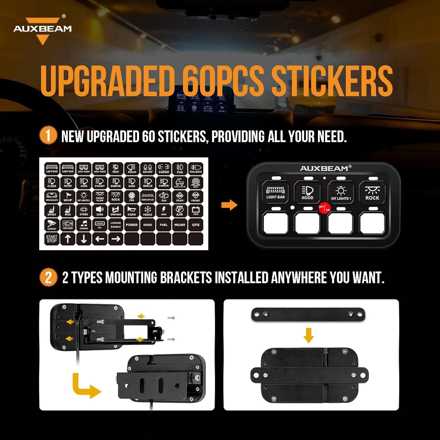 Panel de Control Táctil Auxbeam BA80 8 Gang LED 12V 600W