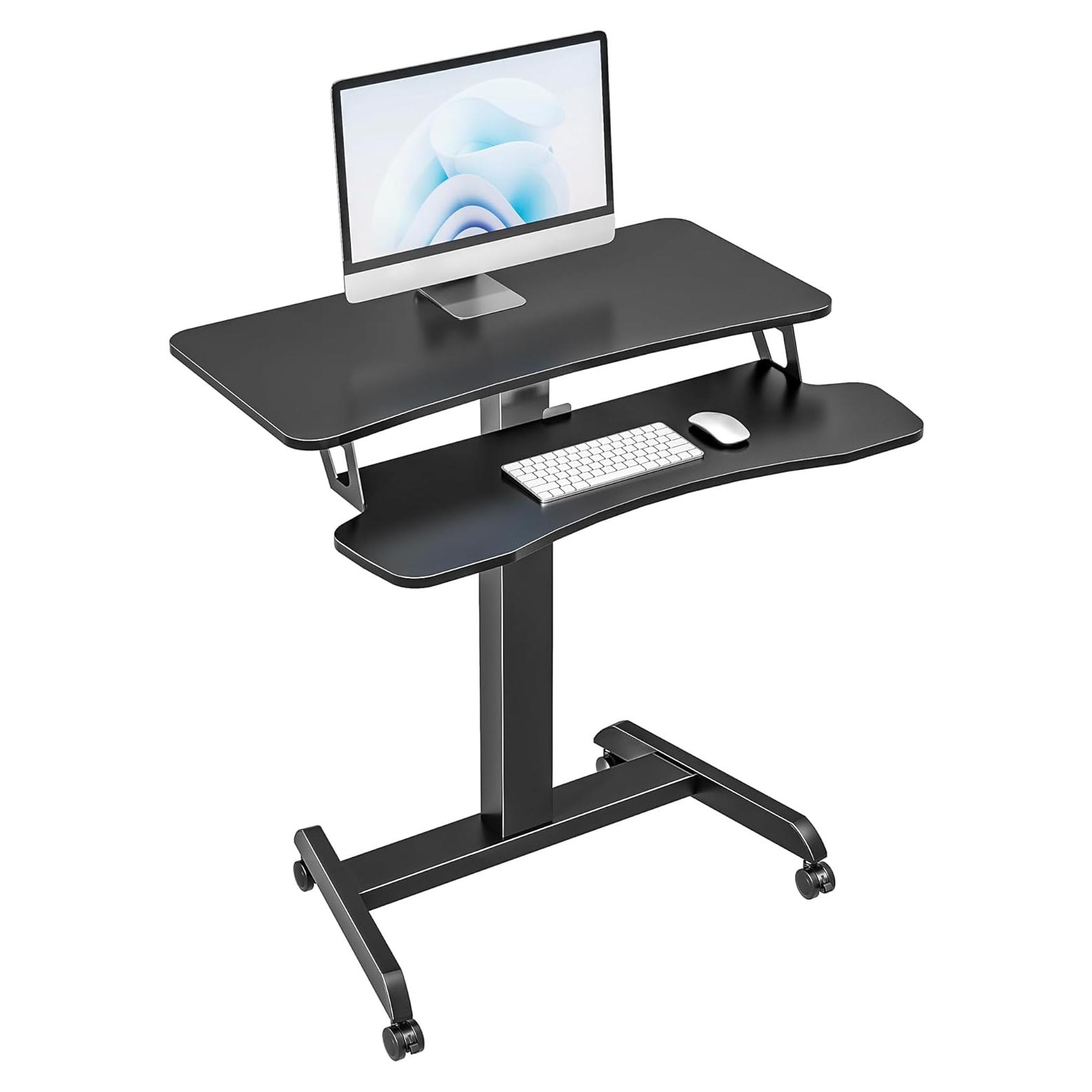 Escritorio Rodante de Pie PEGZONE Ajustable 80x70cm Negro