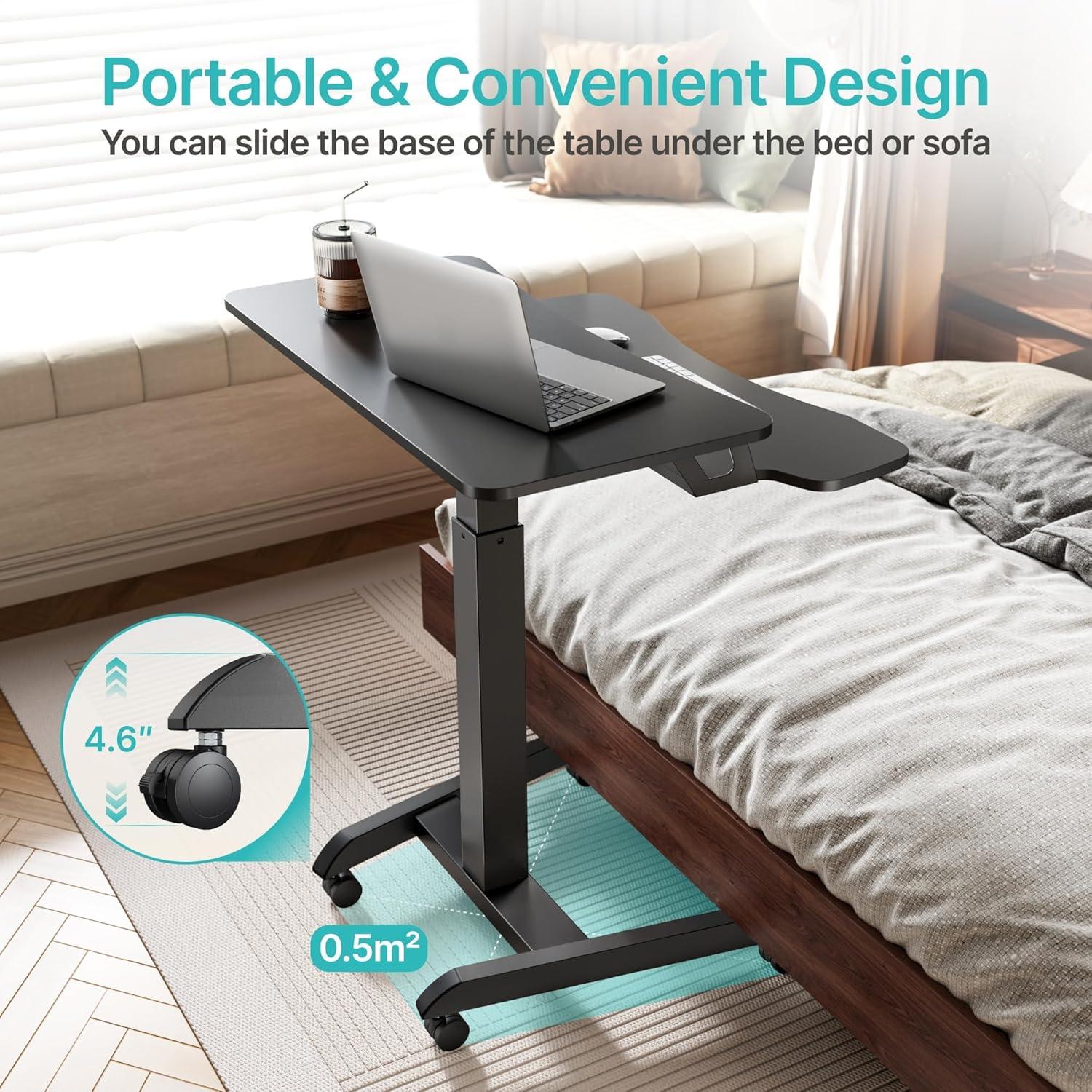 Escritorio Rodante de Pie PEGZONE Ajustable 80x70cm Negro