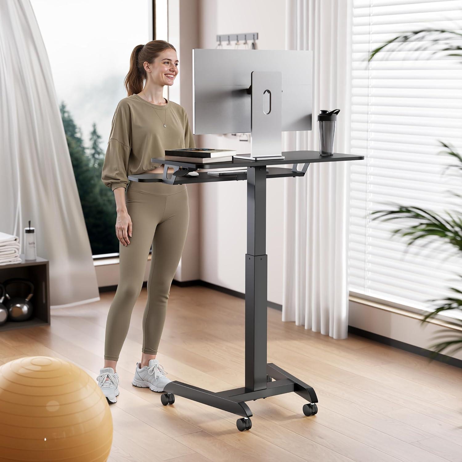 Escritorio Rodante de Pie PEGZONE Ajustable 80x70cm Negro