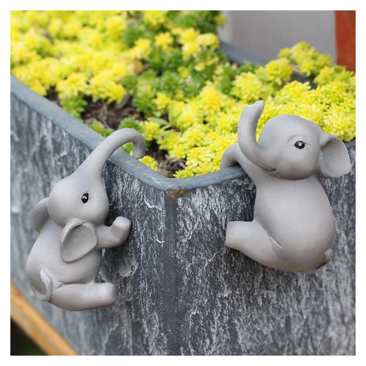 Juego de 2 Elefantes Trepadores para Macetas Pujipu