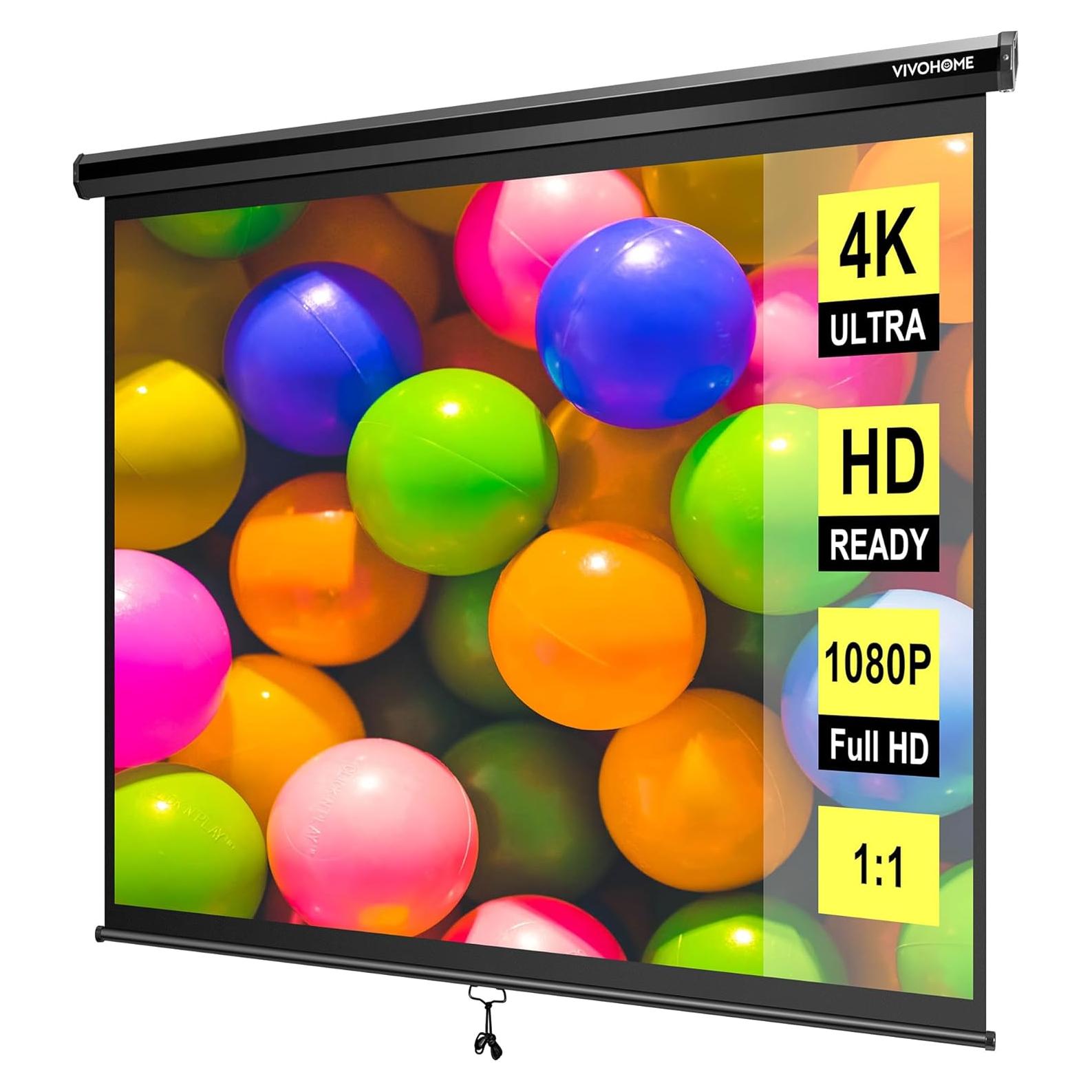 Pantalla de Proyector VIVOHOME Retráctil 120" 4K Manual HD