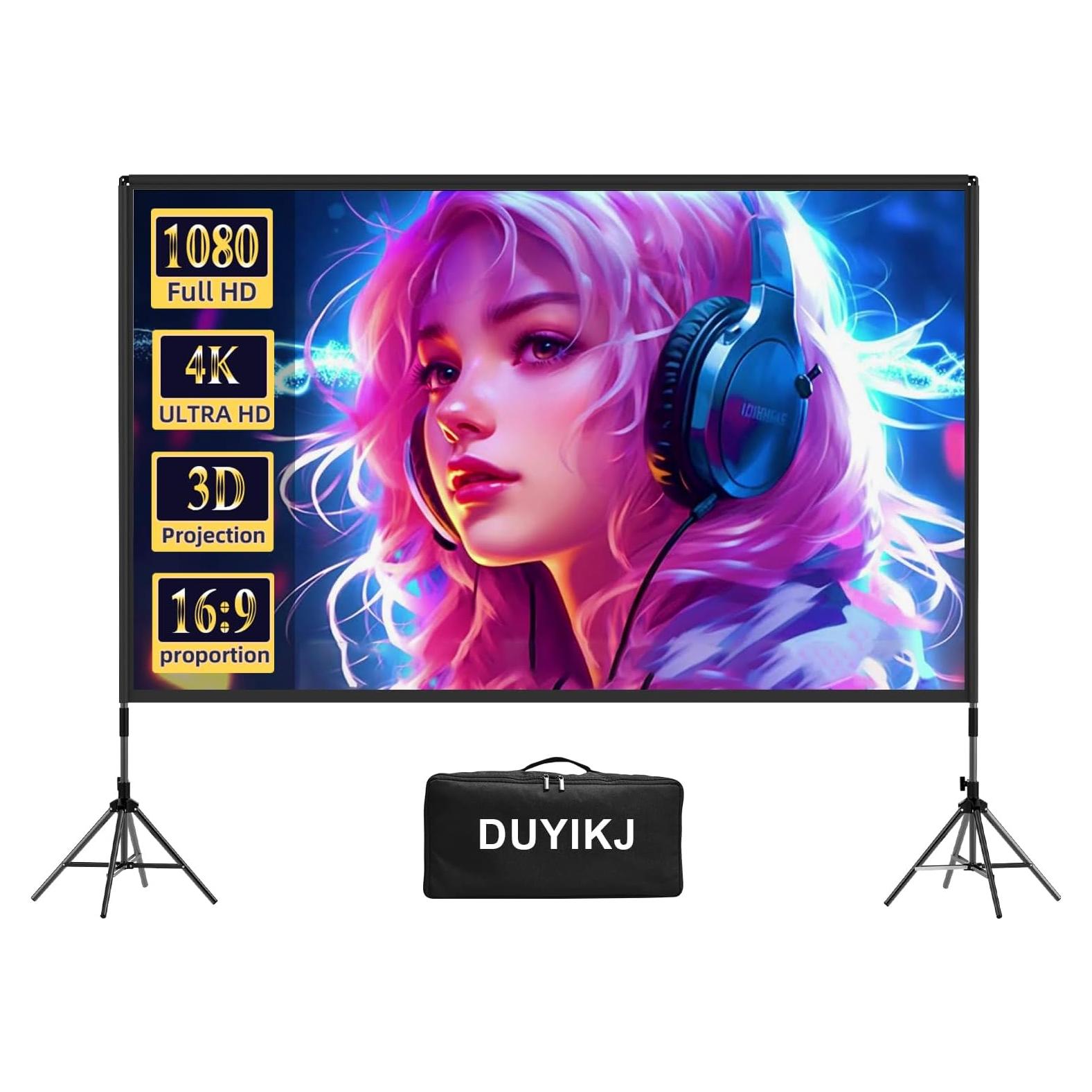 Pantalla de Proyector 100" DUYIKJ 4K HD con Soporte y Bolsa