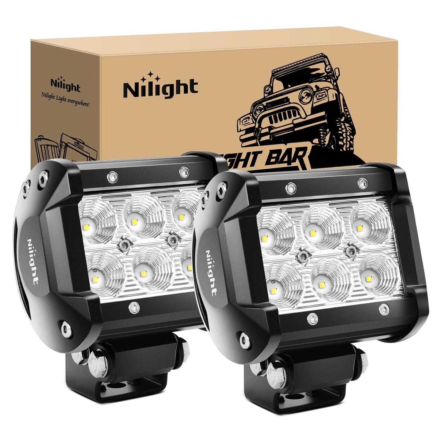 Nilight Luces LED Inundación 18W 1260LM 2Pcs para Off Road