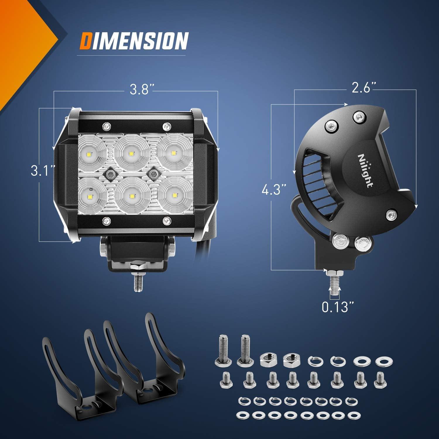 Nilight Luces LED Inundación 18W 1260LM 2Pcs para Off Road