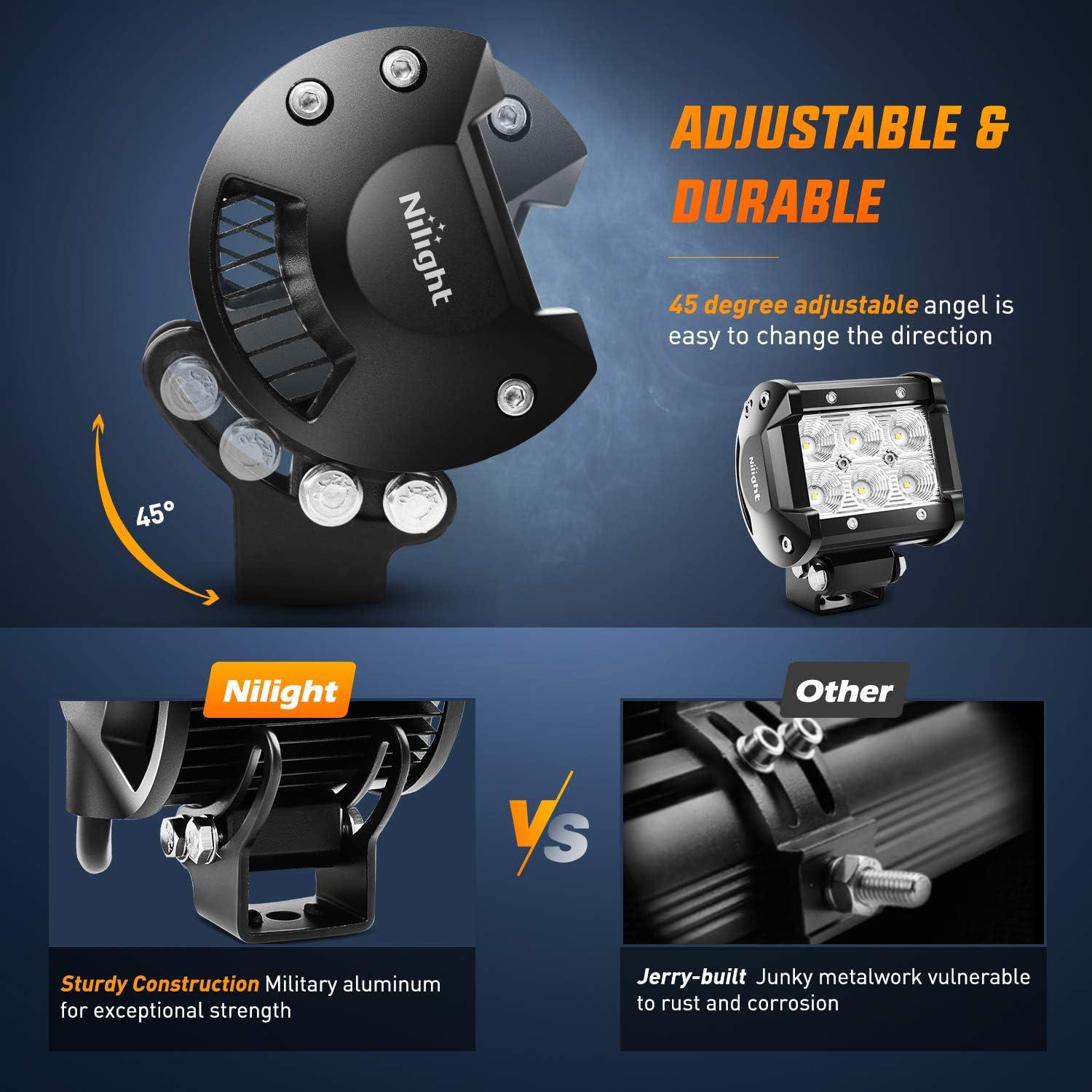 Nilight Luces LED Inundación 18W 1260LM 2Pcs para Off Road