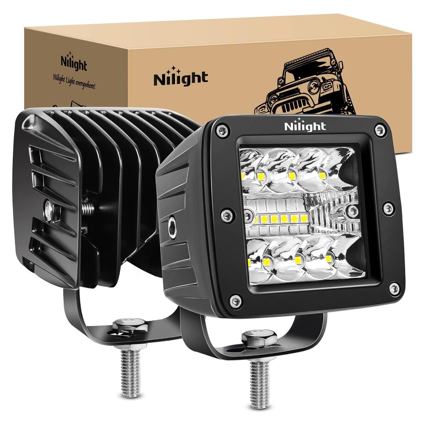 Pods LED Nilight 42W 3" Luz Spot Flood 2Pcs para Off Road