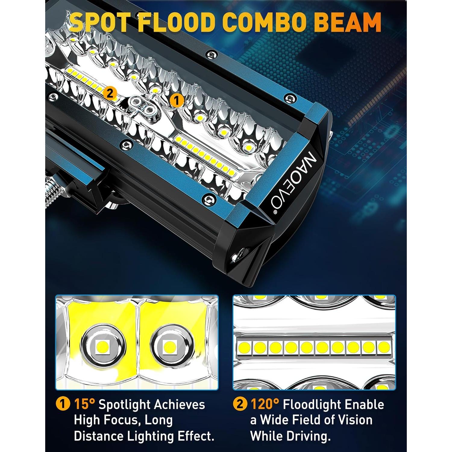 Barra de Luz LED NAOEVO 17.78cm 240W 24000LM Blanca