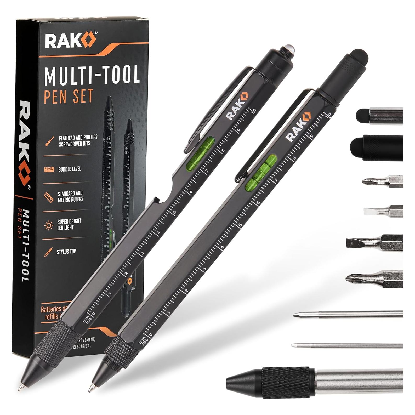 Bolígrafo Multiherramienta RAK 2-Pack con Luz LED y Destornilladores