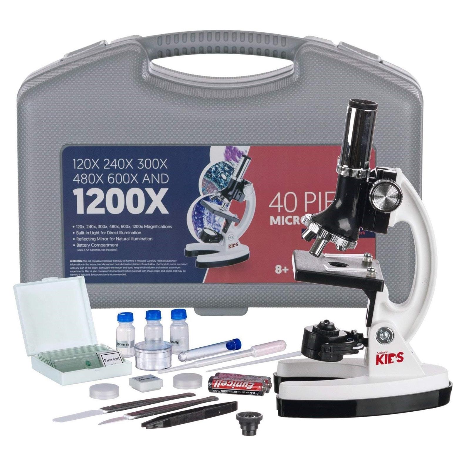 Microscopio Biológico AmScope M30-ABS-KT1-W 1200X 48 Piezas