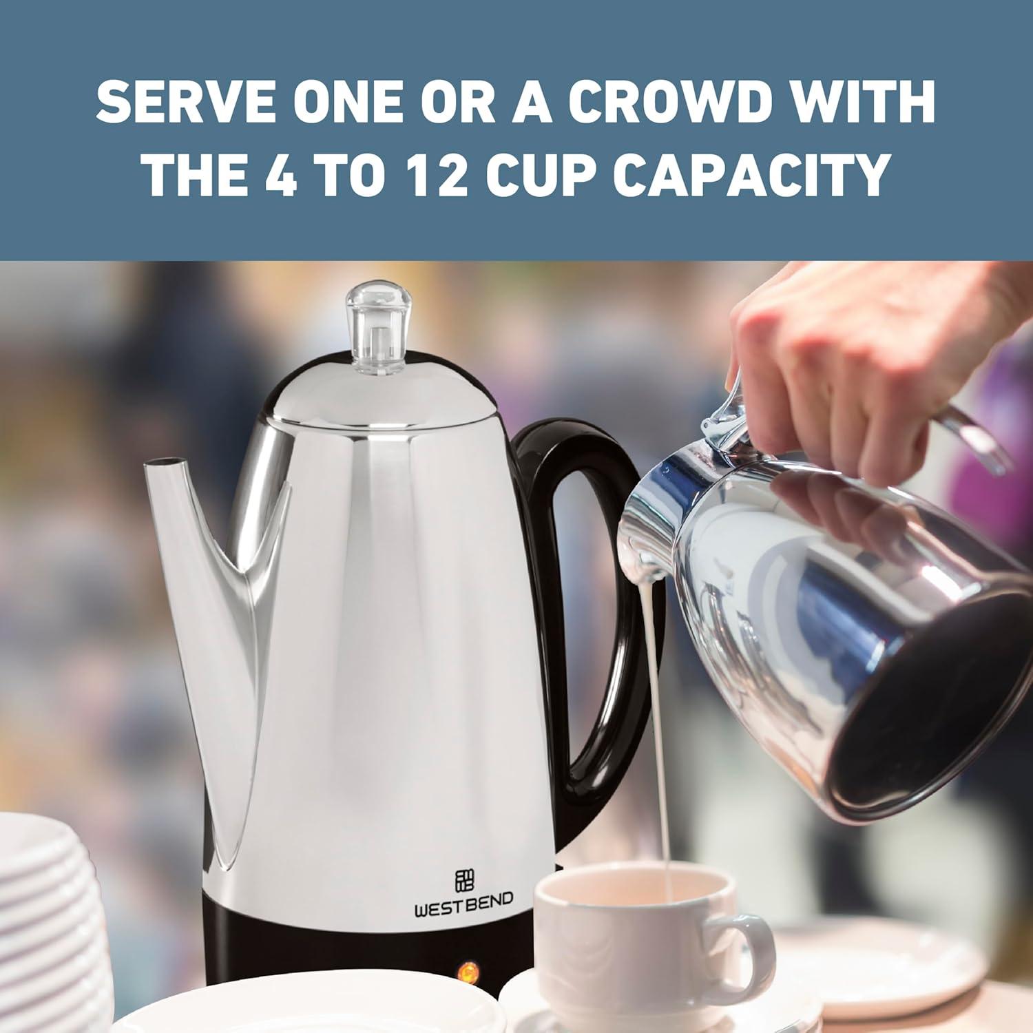 Cafetera Eléctrica Percoladora West Bend 12 Tazas Acero Inoxidable