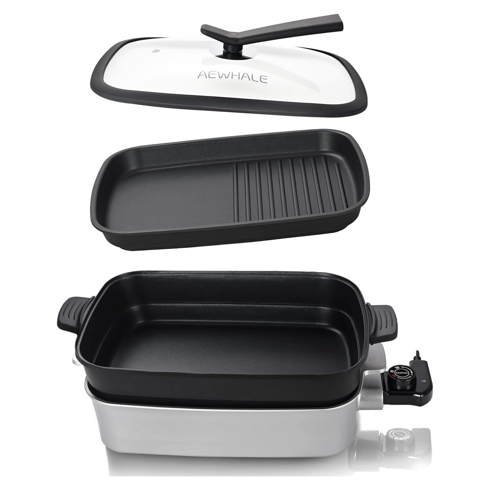 Parrilla Eléctrica Multifuncional AEWHALE 1400W Sin Humo