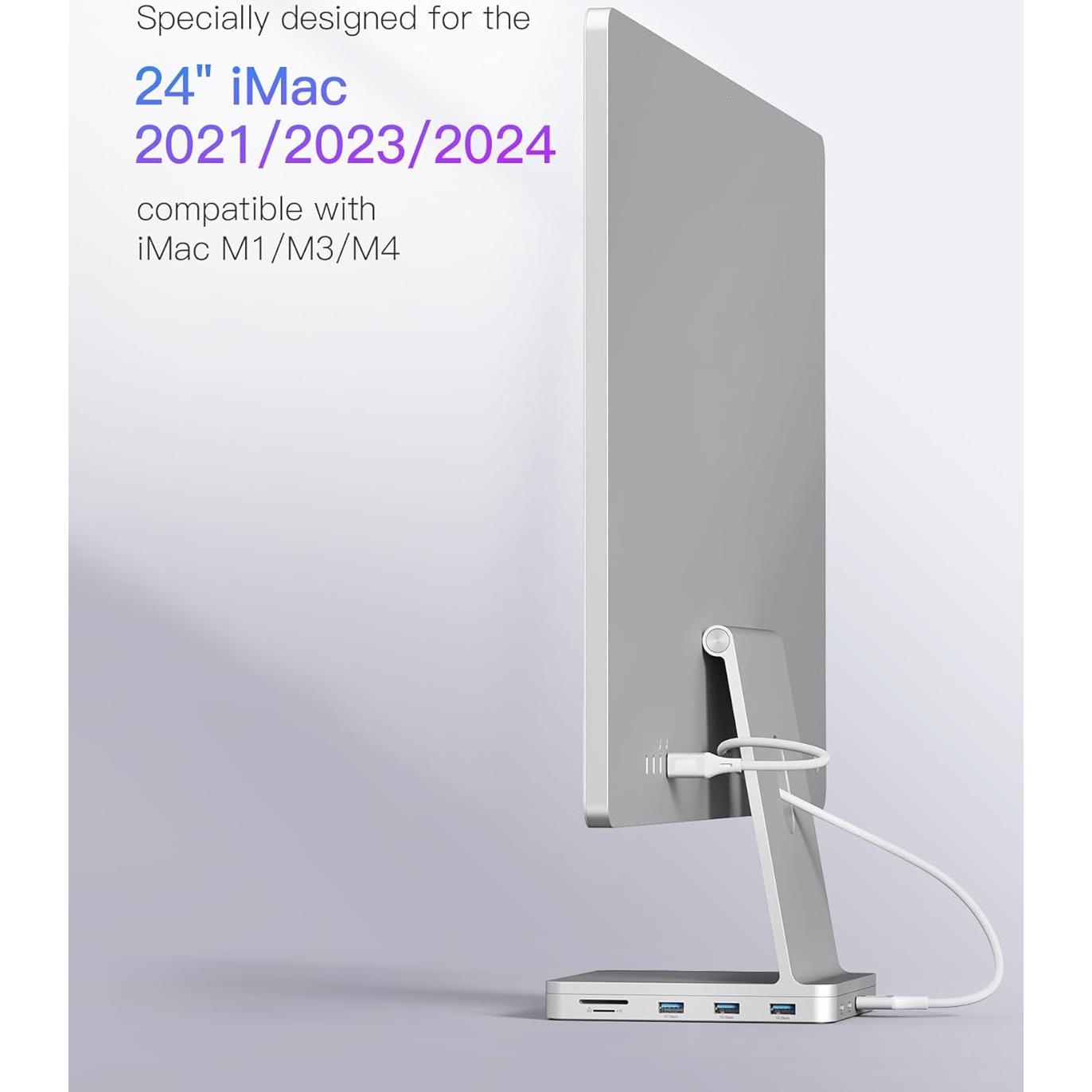 Inateck Hub USB C para iMac 24" 2021/2023 8-en-1 Plata