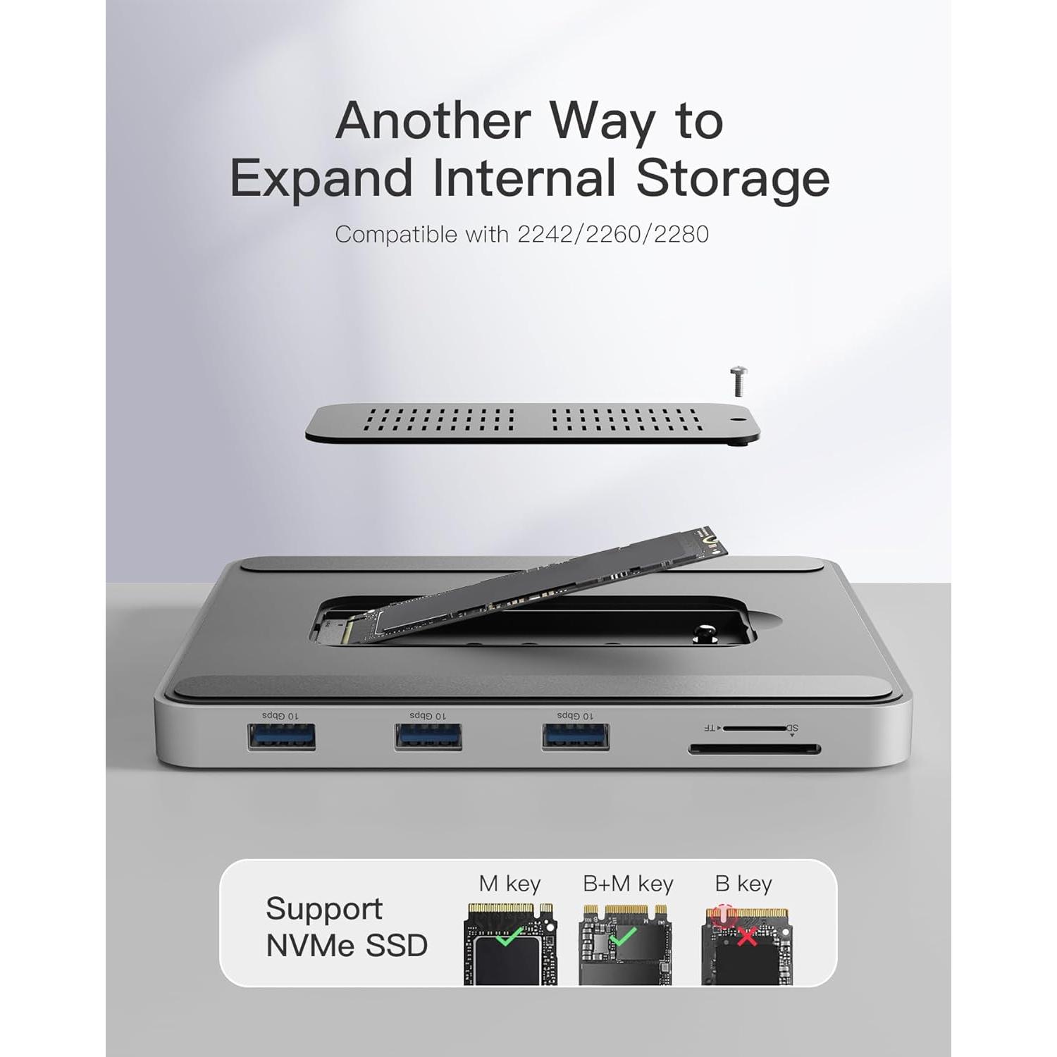 Inateck Hub USB C para iMac 24" 2021/2023 8-en-1 Plata