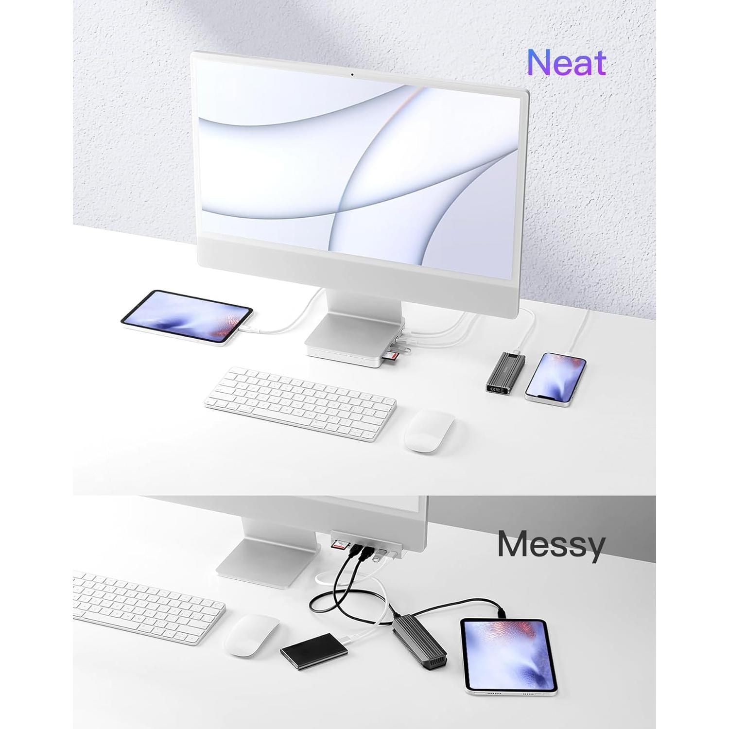 Inateck Hub USB C para iMac 24" 2021/2023 8-en-1 Plata