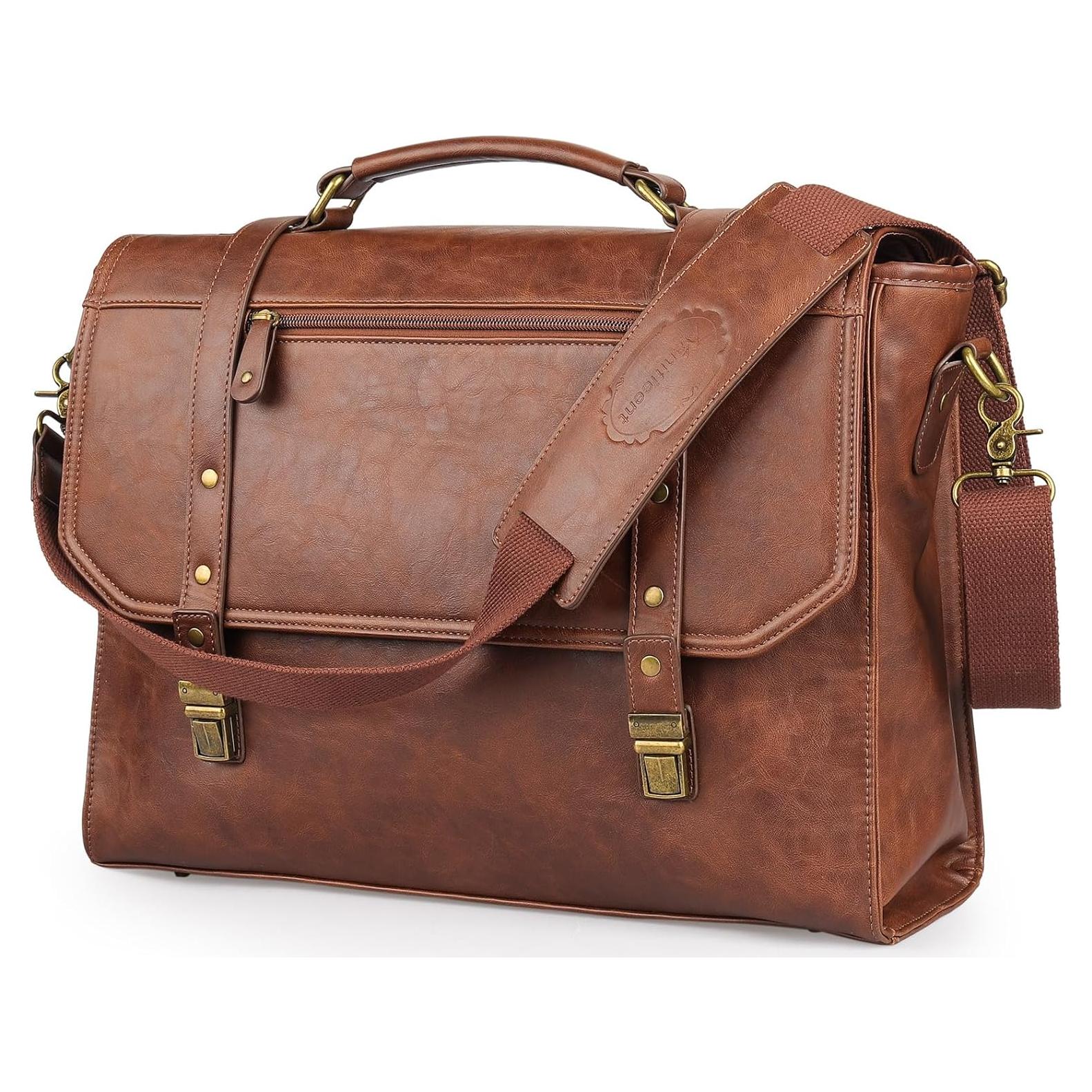 Bolsa Mensajera 15.6" Manificent Cuero Sintético Marrón