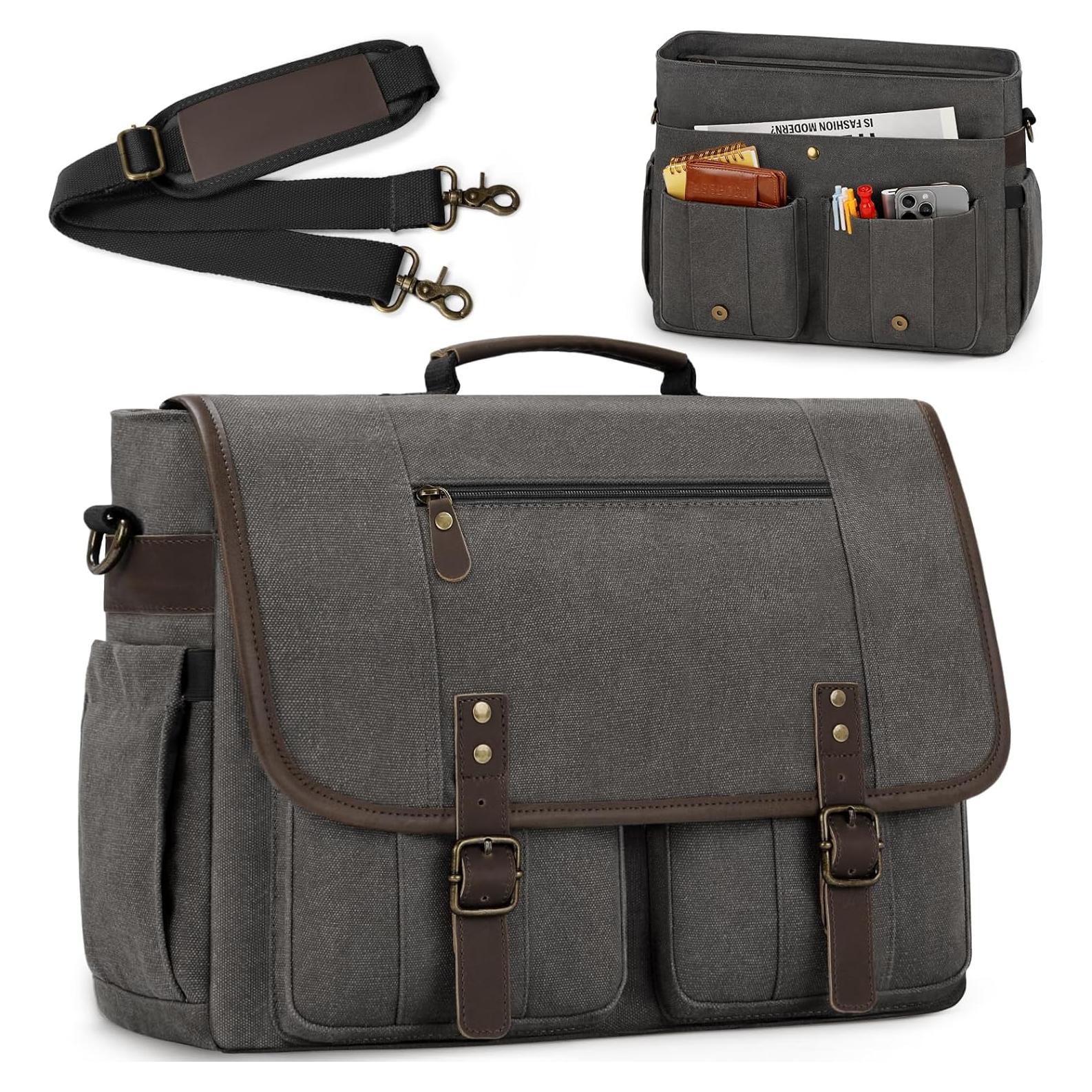 Bolsa de Mensajero RAINSMORE Gris 17" Lona Impermeable