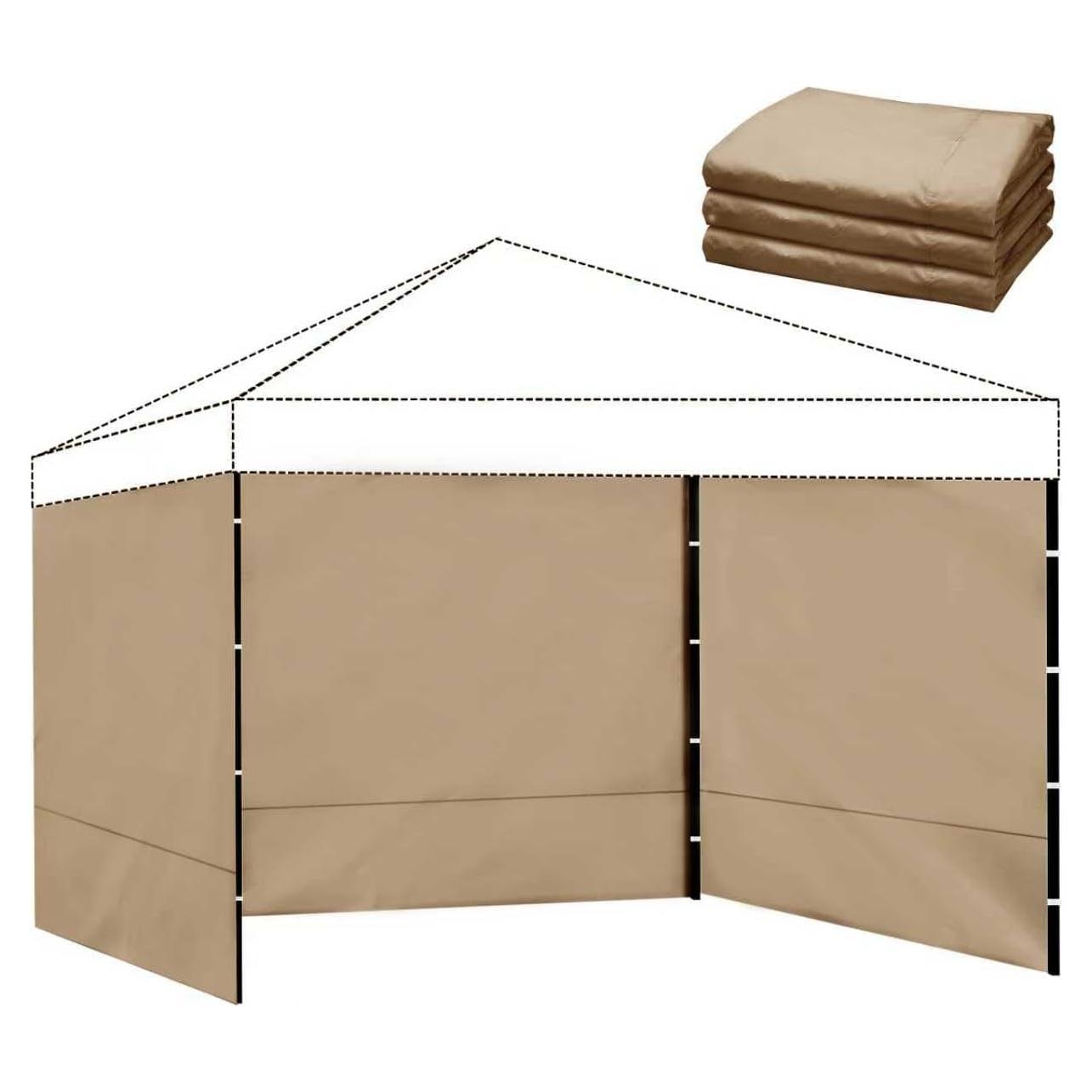 Paredes Laterales Impermeables FLAGLY 10x10ft Caqui 3 Pcs