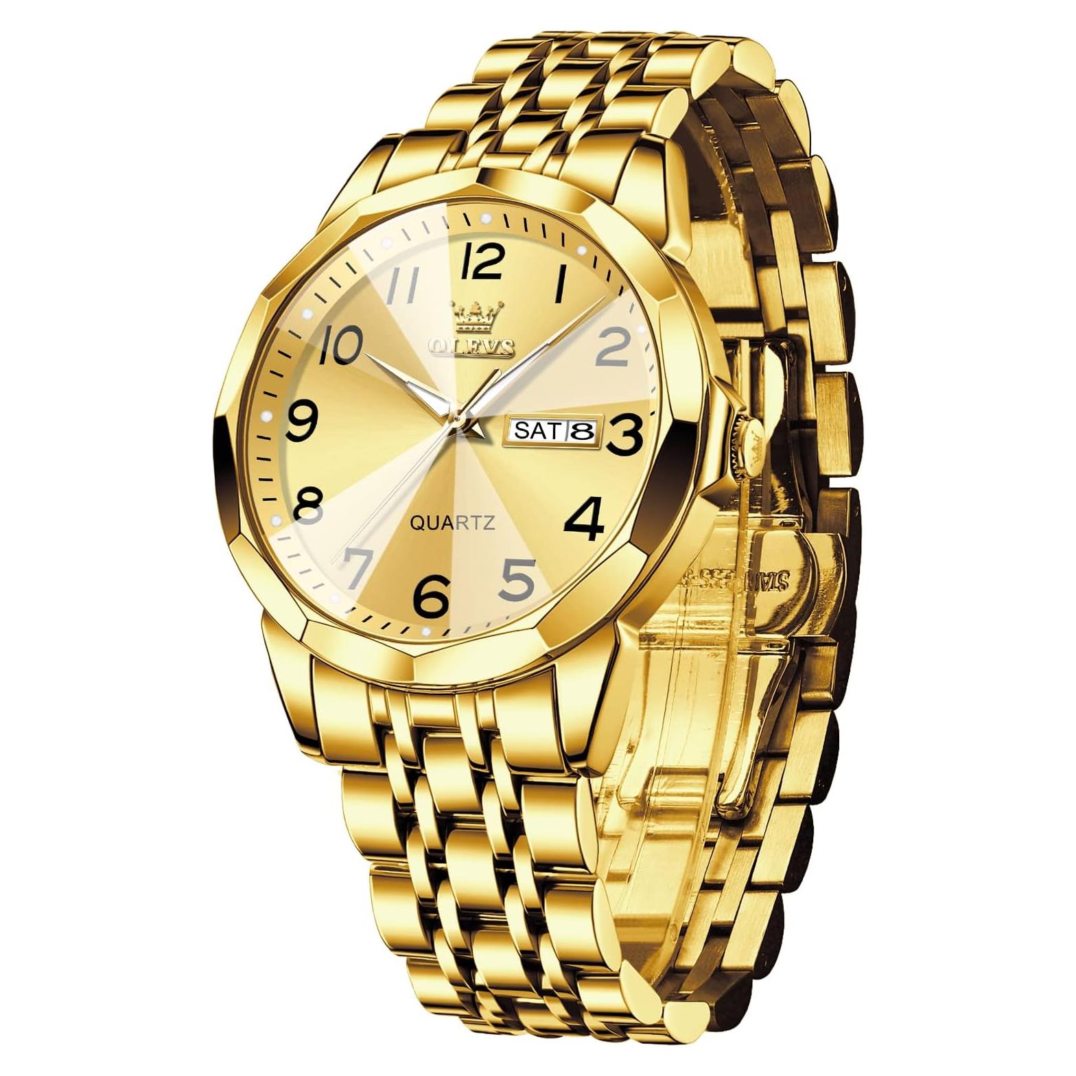 Reloj de Pulsera OLEVS Unisex Cuarzo Acero Inoxidable Dorado