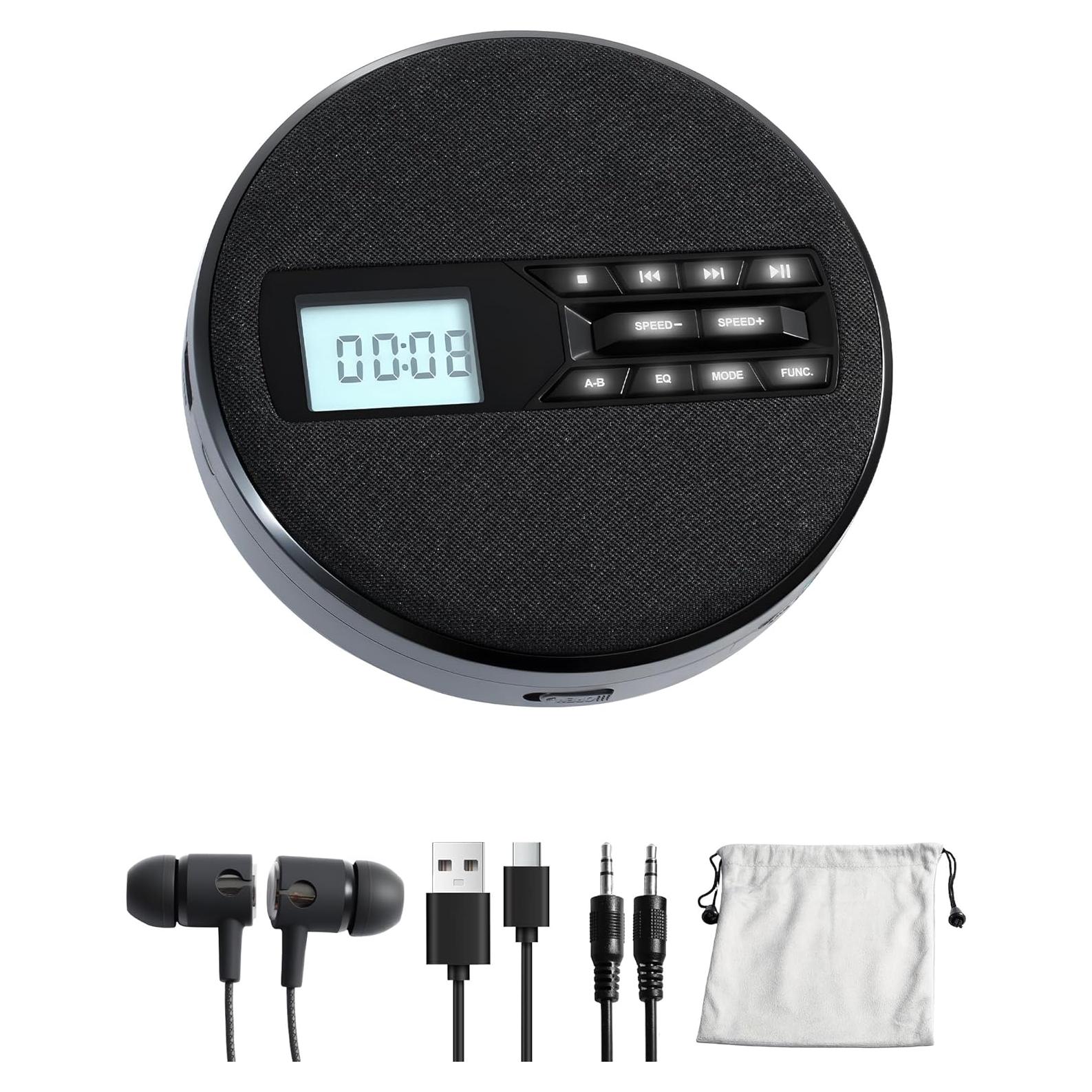 Reproductor de CD Portátil SFOOEOJ C-07 con Altavoces y USB