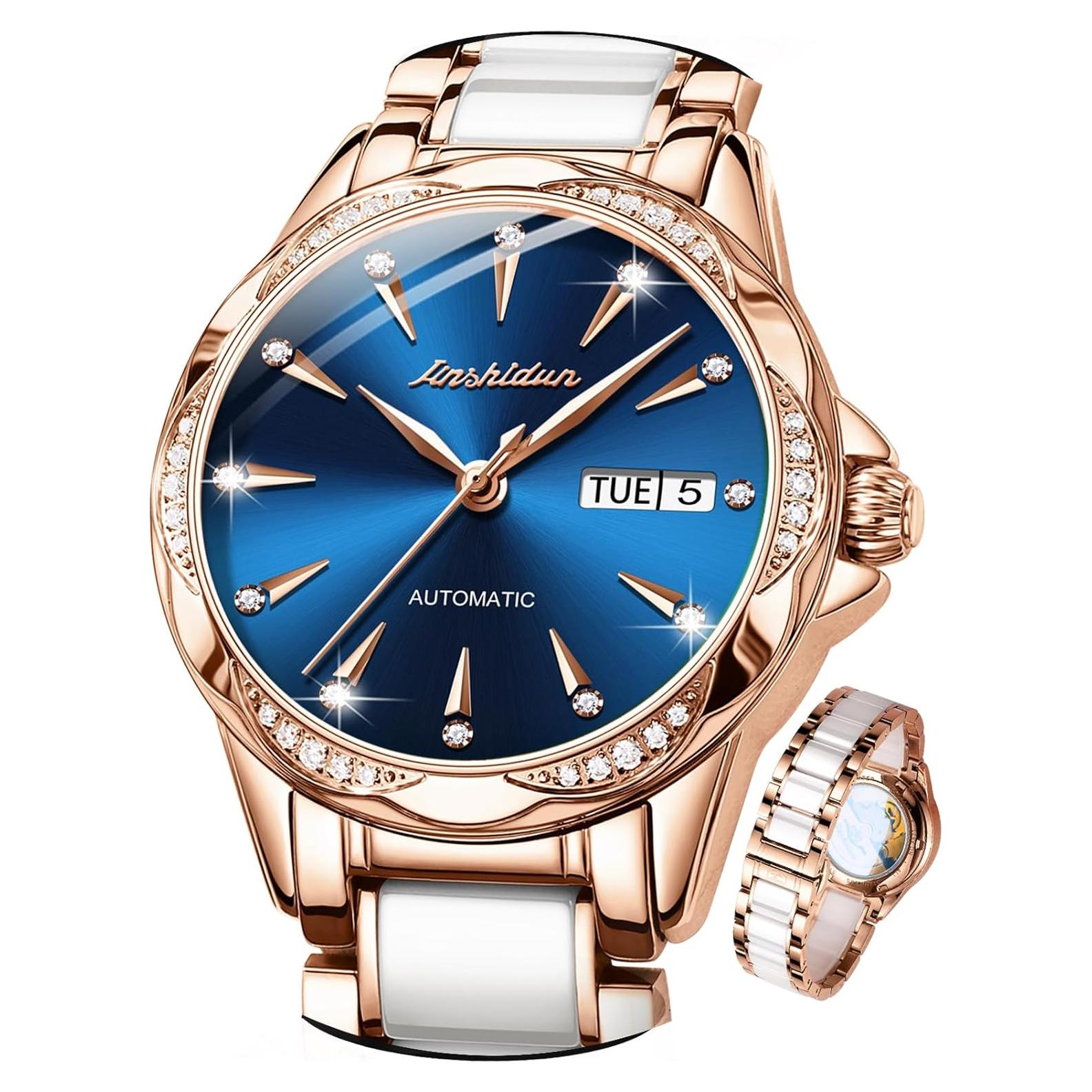 Reloj Automático de Pulsera OLEVS para Mujeres Oro Rosa Cerámica