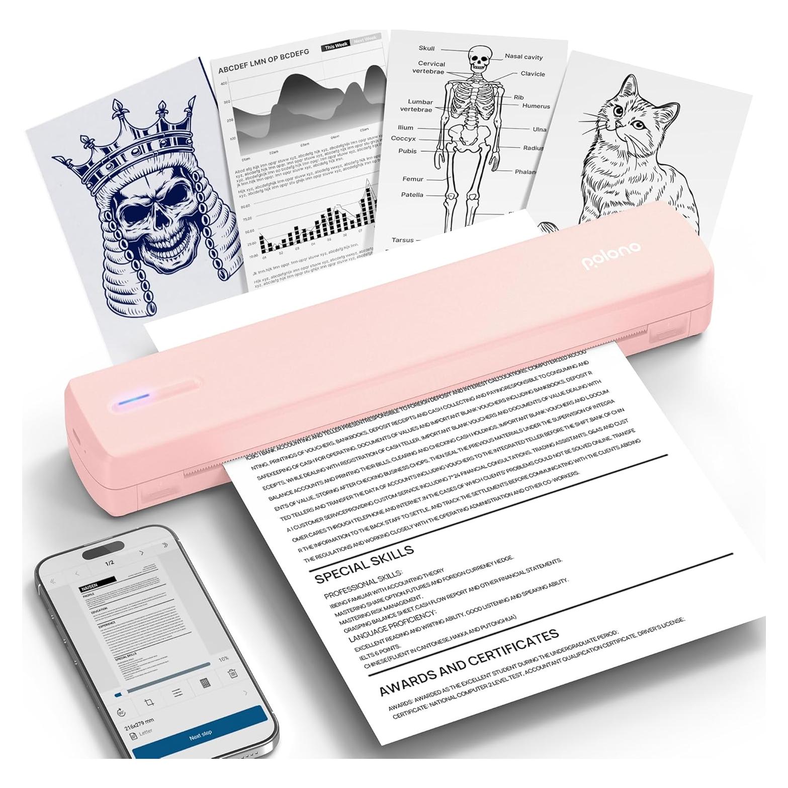 Impresora Portátil POLONO D810 Inalámbrica Sin Tinta Rosa