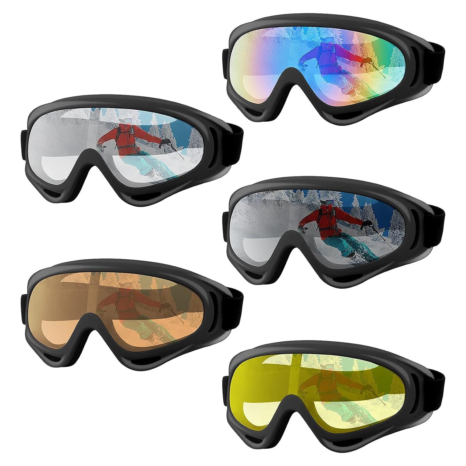 Paquete de 5 Gafas de Esquí UV Antivaho para Adultos y Niños