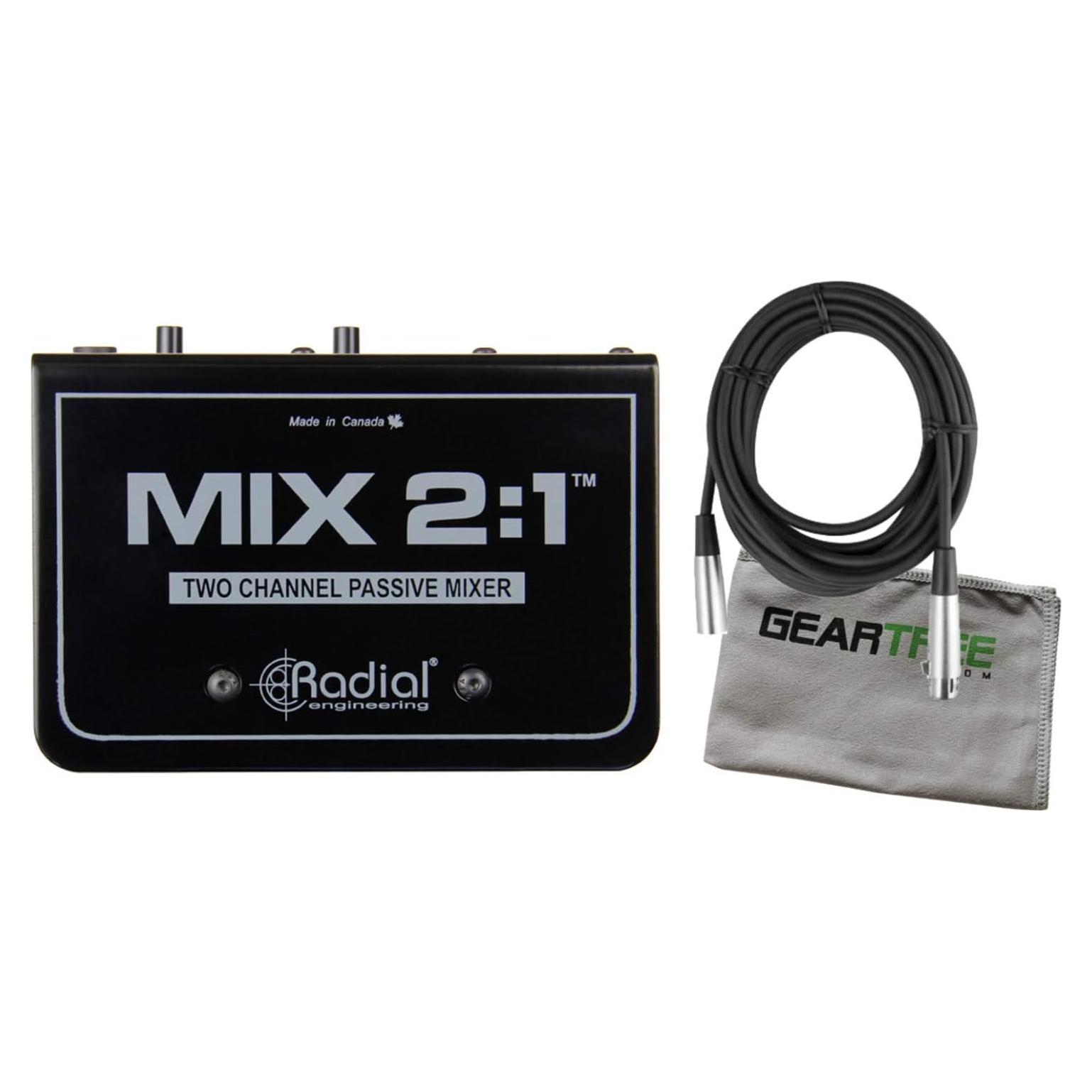 Mezclador Pasivo Radial MIX 2:1 con XLR y TRS 2 Canales