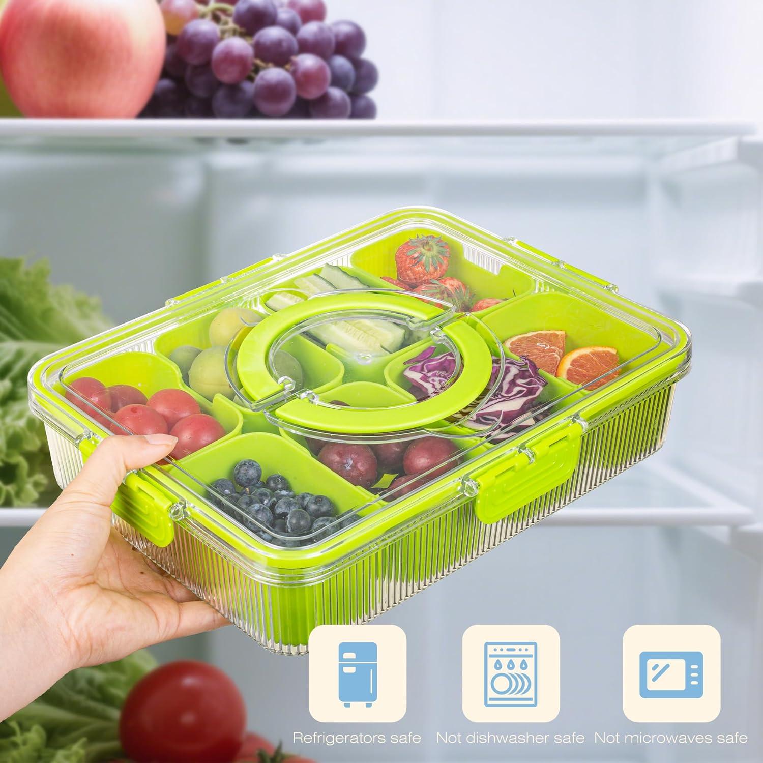 Contenedor Snackle Rosa FEIOOD - 8 Compartimentos Portátil