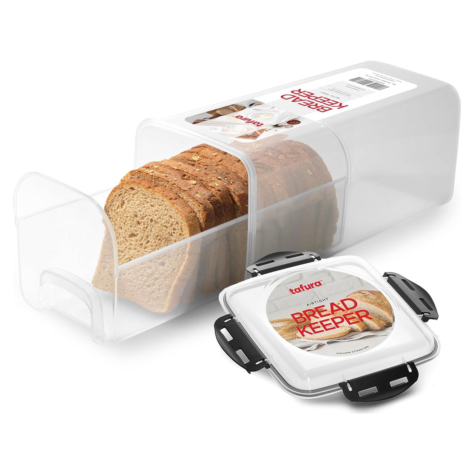 Contenedor de Pan Hermético Tafura con Bandeja - 33 cm Negro
