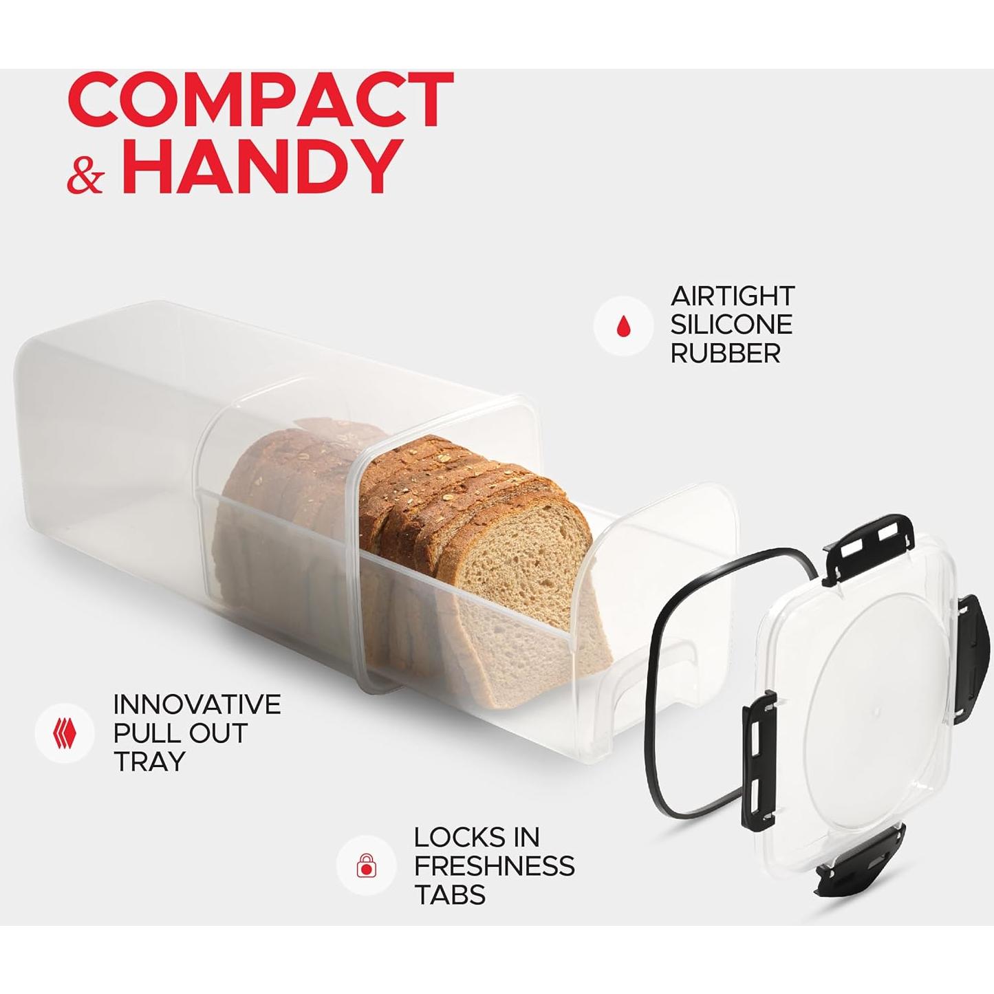 Contenedor de Pan Hermético Tafura con Bandeja - 33 cm Negro