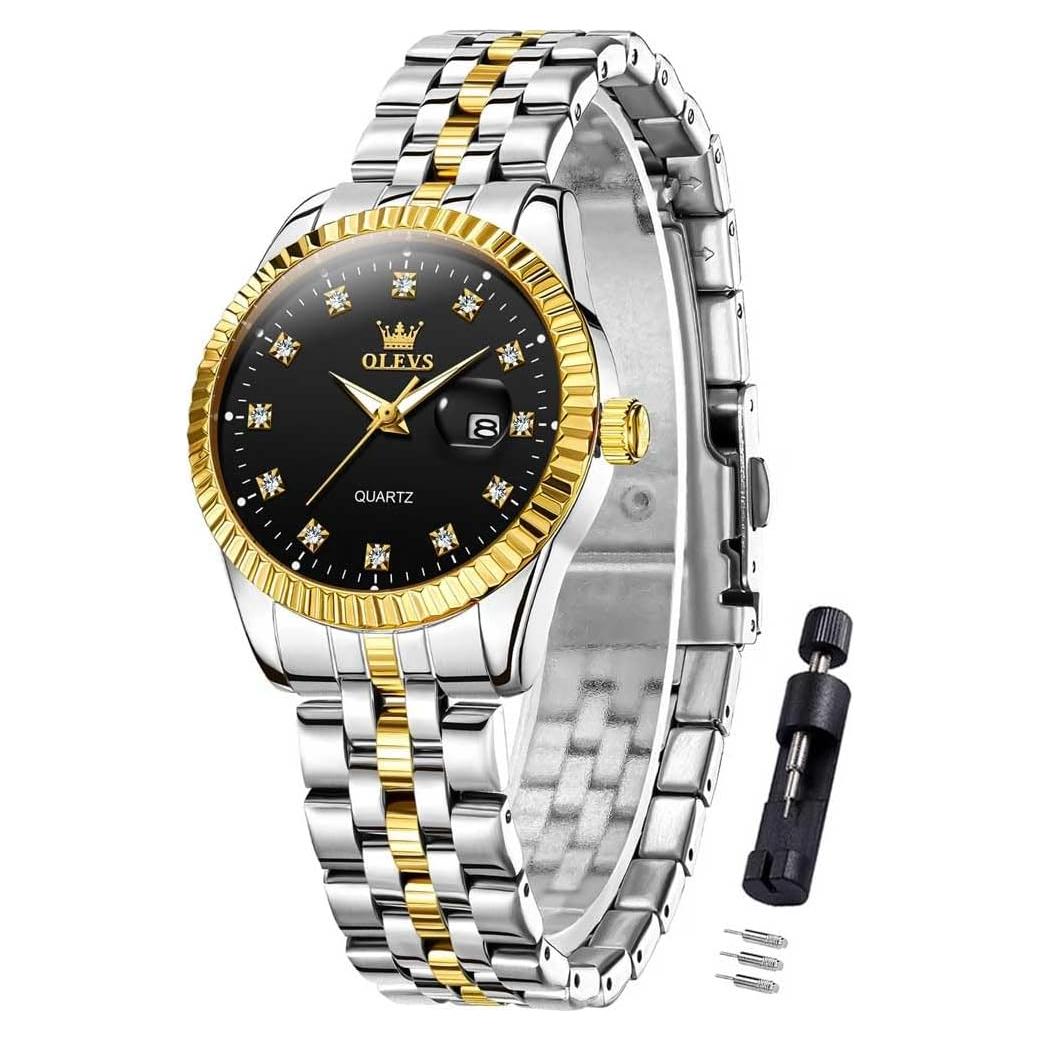 Reloj de Lujo OLEVS para Mujeres con Diamantes 33mm Negro