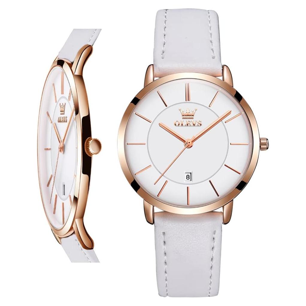 Reloj de Pulsera OLEVS para Mujeres Ultra Delgado 6.5mm Cuero