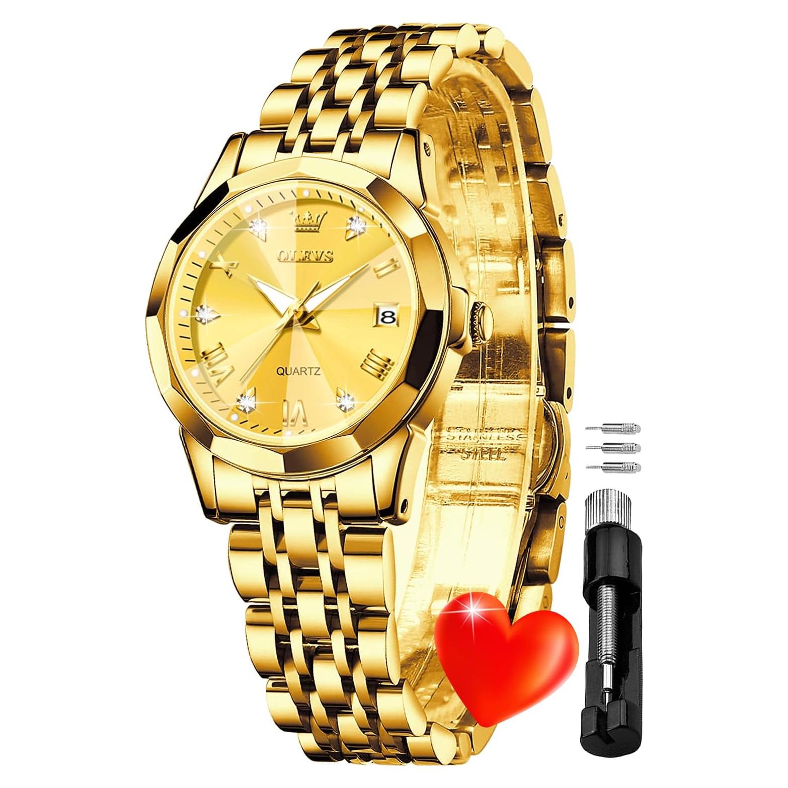 Reloj de pulsera OLEVS para mujeres, acero inoxidable, 27mm