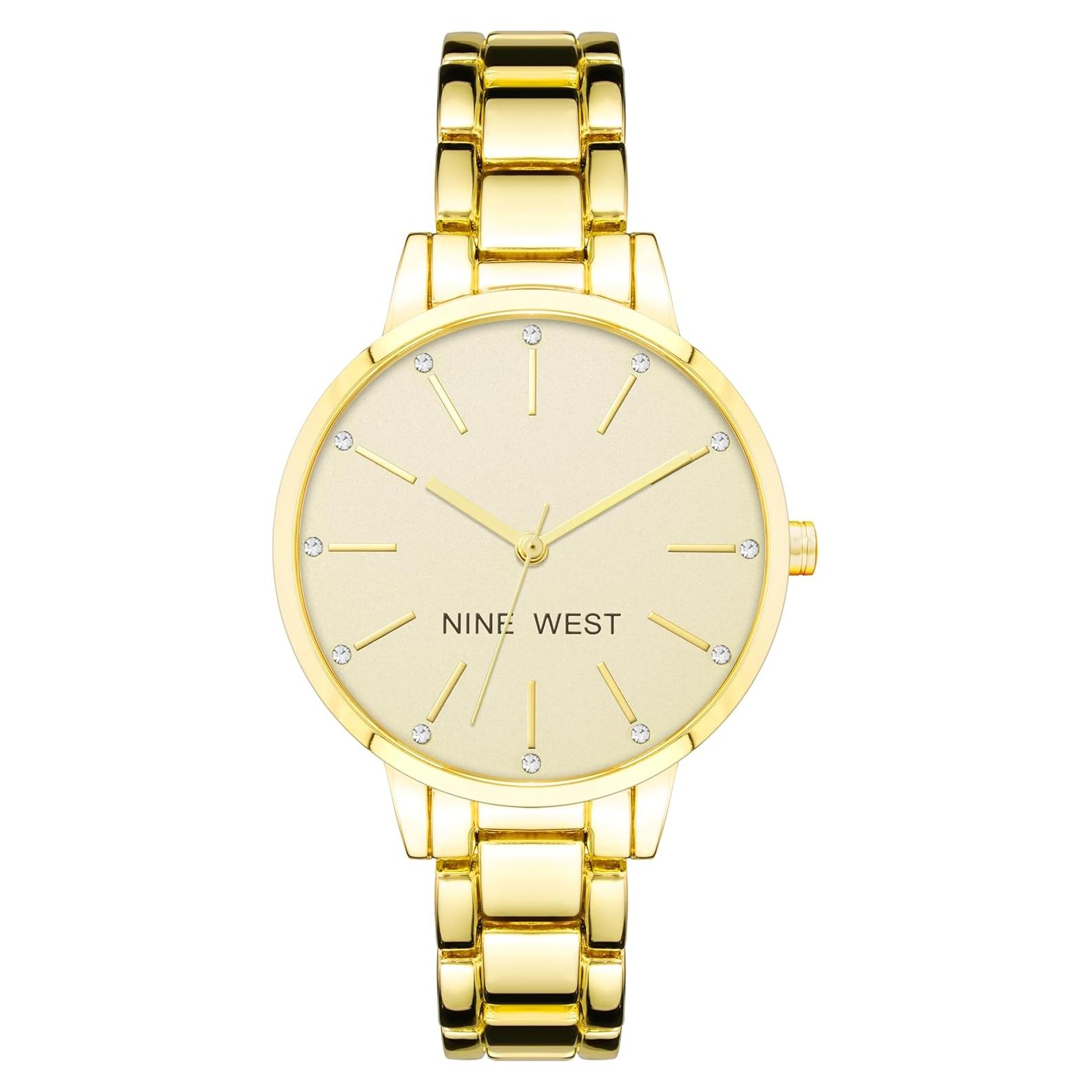 Reloj de pulsera Nine West para mujer con cristales dorados