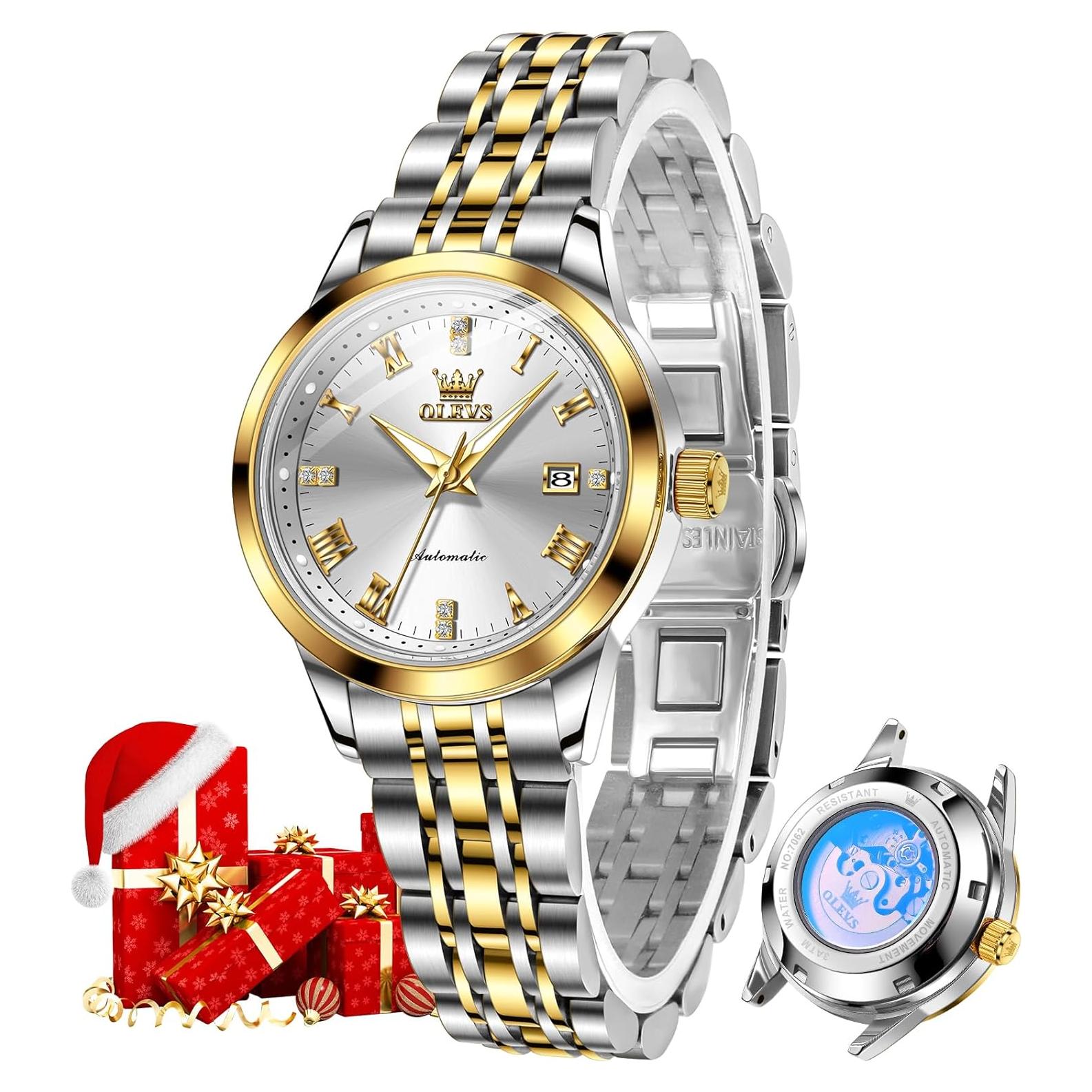 Reloj Automático OLEVS para Mujeres Oro con Diamantes 30m