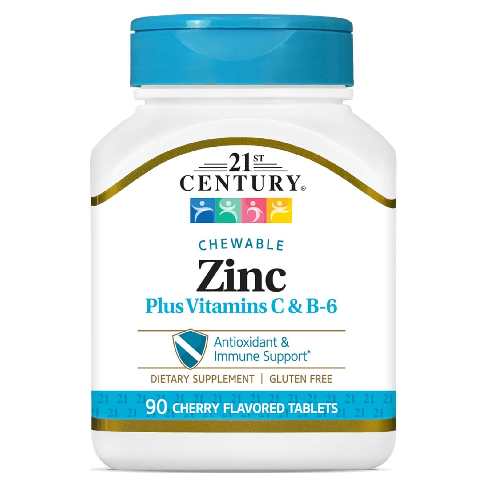 Zinc Masticable Siglo 21 con Vitamina C y B6 - Cereza 90 Unidades