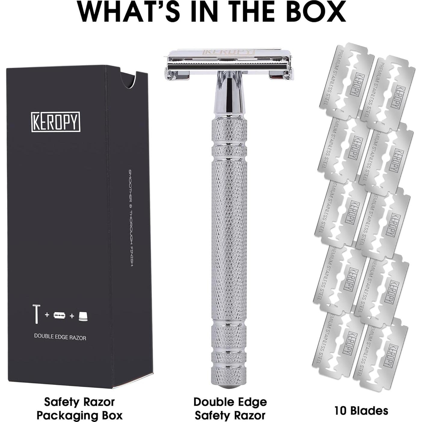 Razor de Seguridad Mariposa Keropy - Acero Inoxidable, 10 Cuchillas