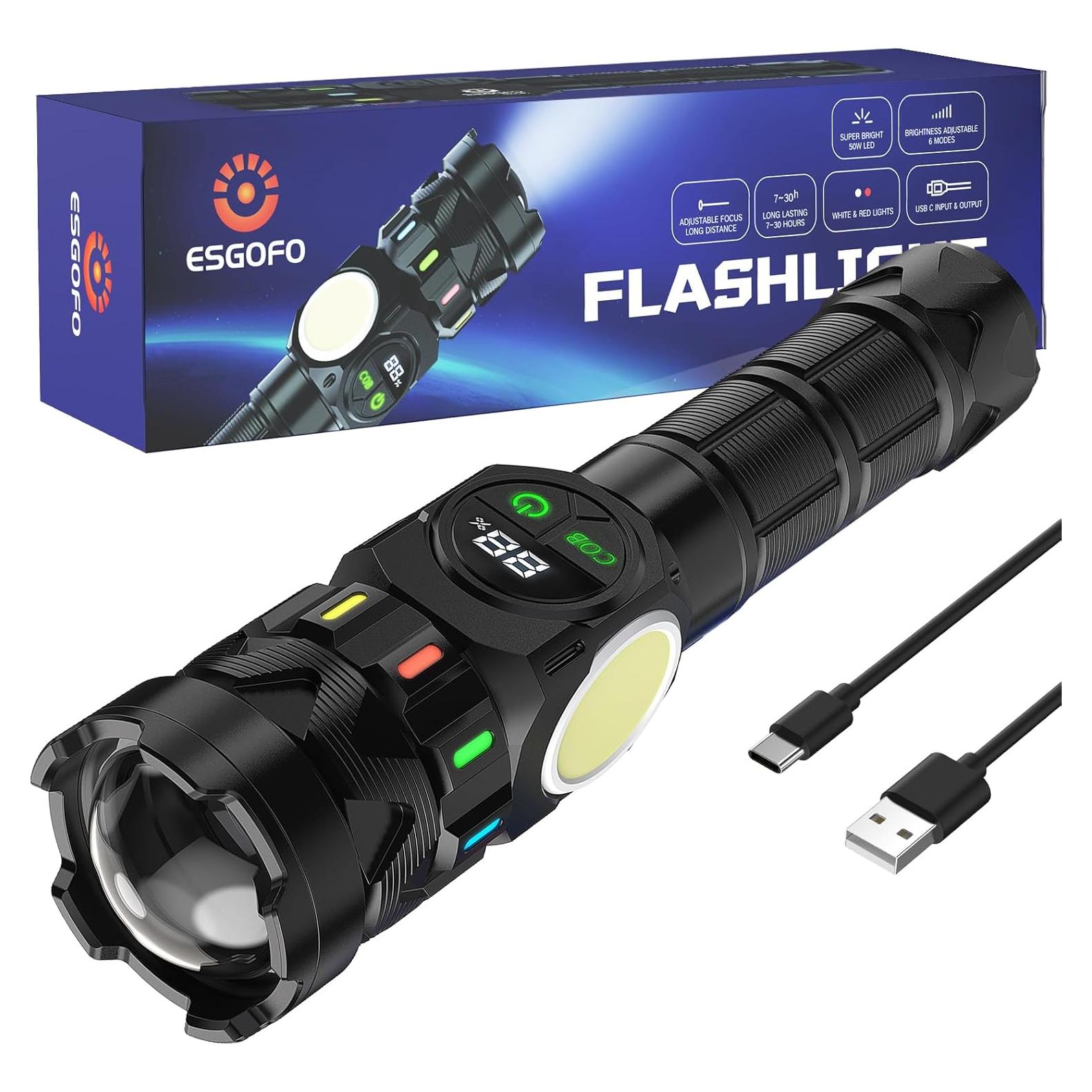 Linterna Recargable ESGOFO 10000 Lúmenes USB C 30h