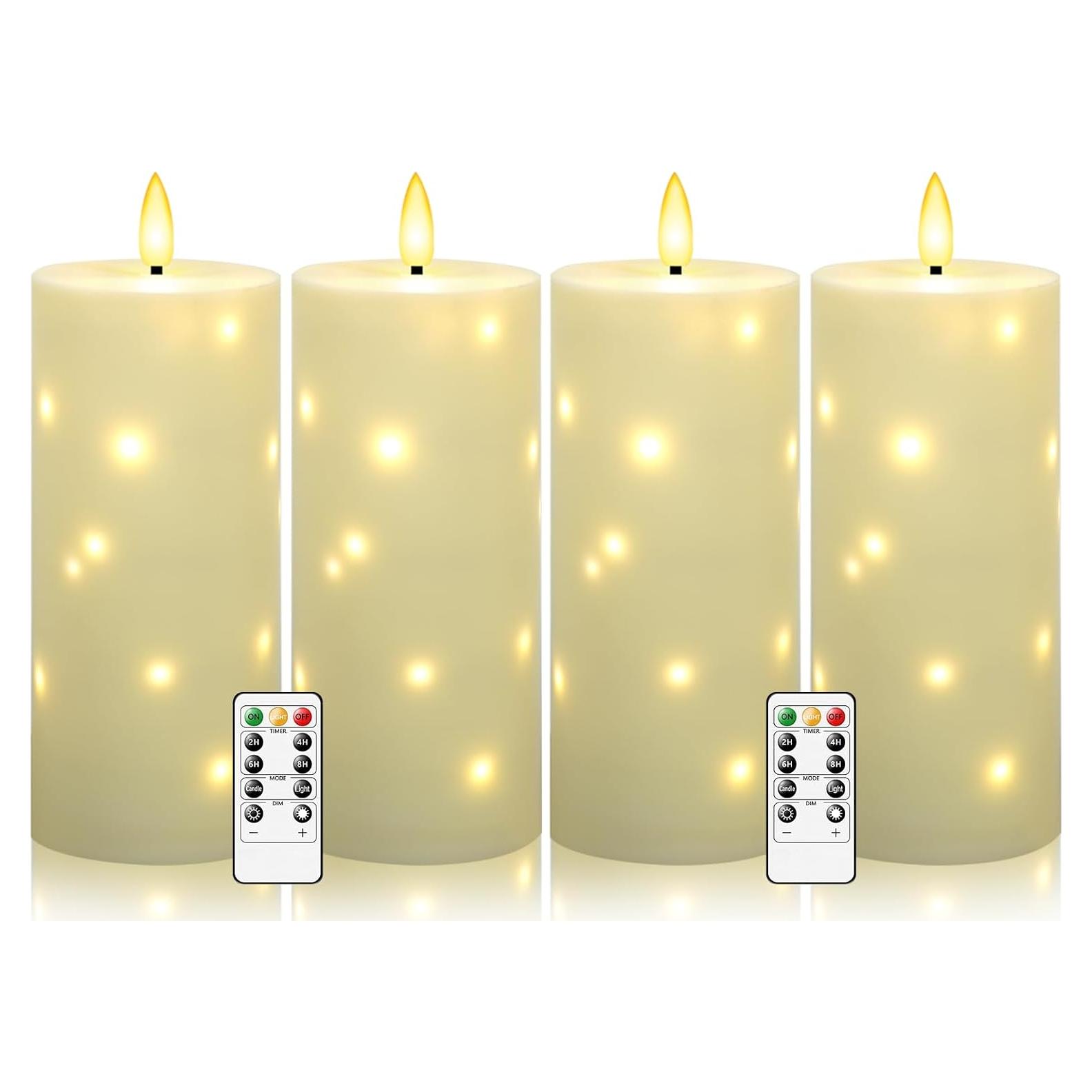 Velas LED a Prueba de Agua Kakoya 10x25.4cm con Temporizador 4Pcs
