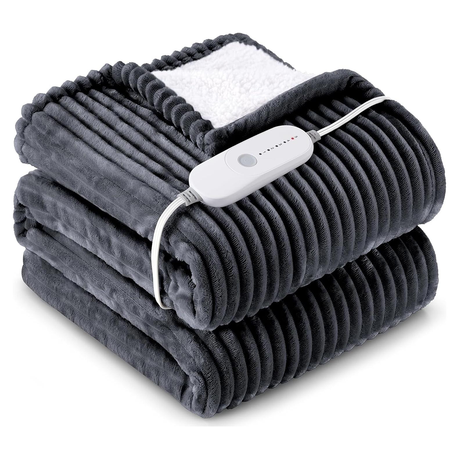 Manta Eléctrica HYLEORY 127x152cm Gris Profundo 5 Niveles Calor