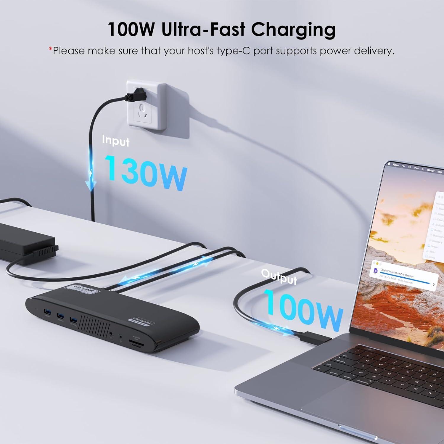 Docking Station WAVLINK 13-en-1 USB-C 100W 3 HDMI 4K