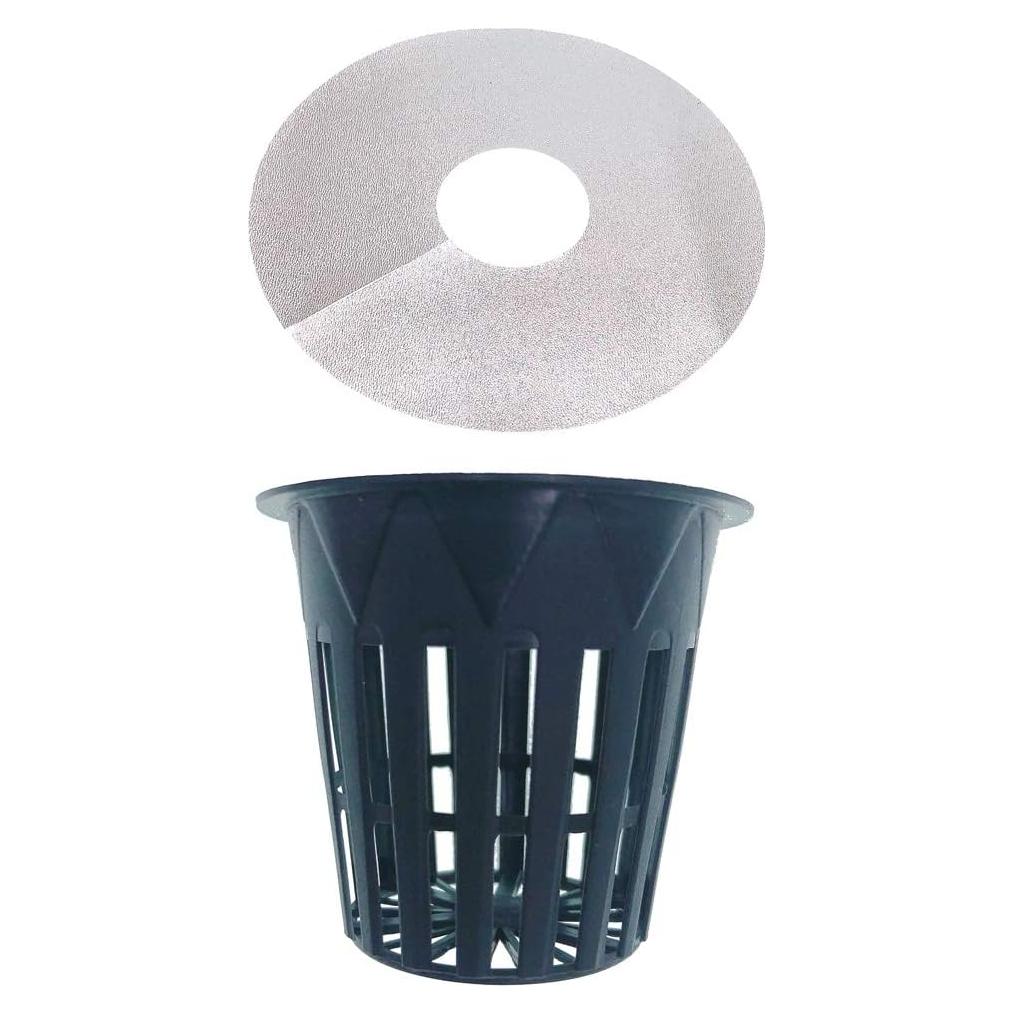 Macetas de Malla HORTIPOTS 2" (75 Piezas) con Tapas Reflectantes