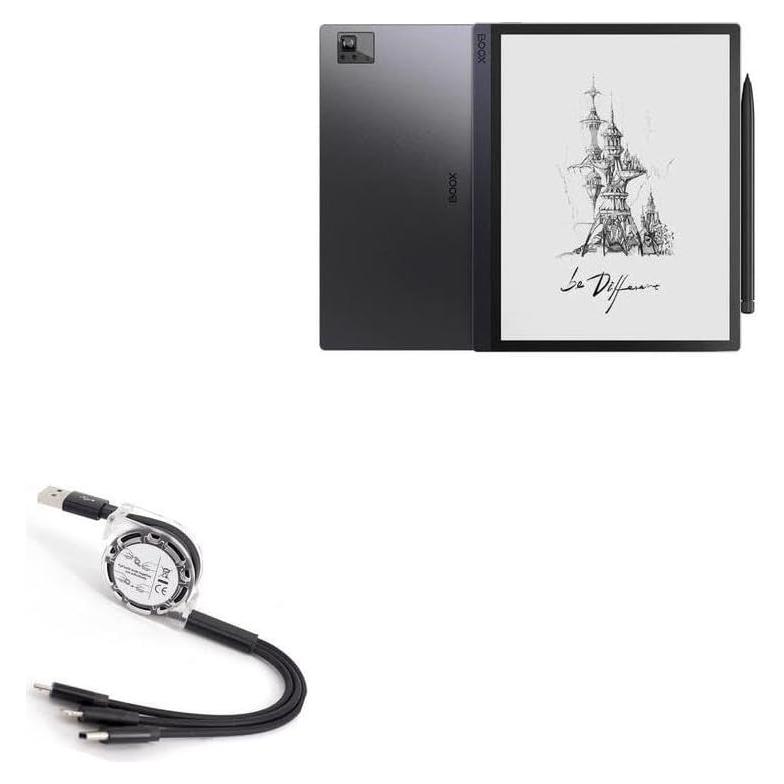 Cable Retráctil BoxWave para Onyx BOOX Tab Ultra - USB 3 en 1