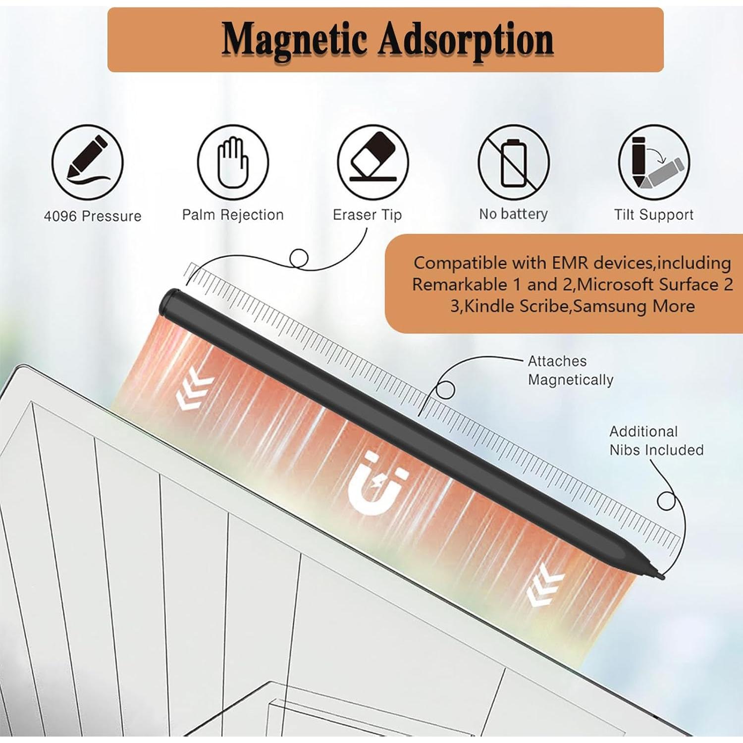 Estilógrafo EMR Luntak con Borrador y 5 Puntas - Compatible con Remarkable 1 y 2