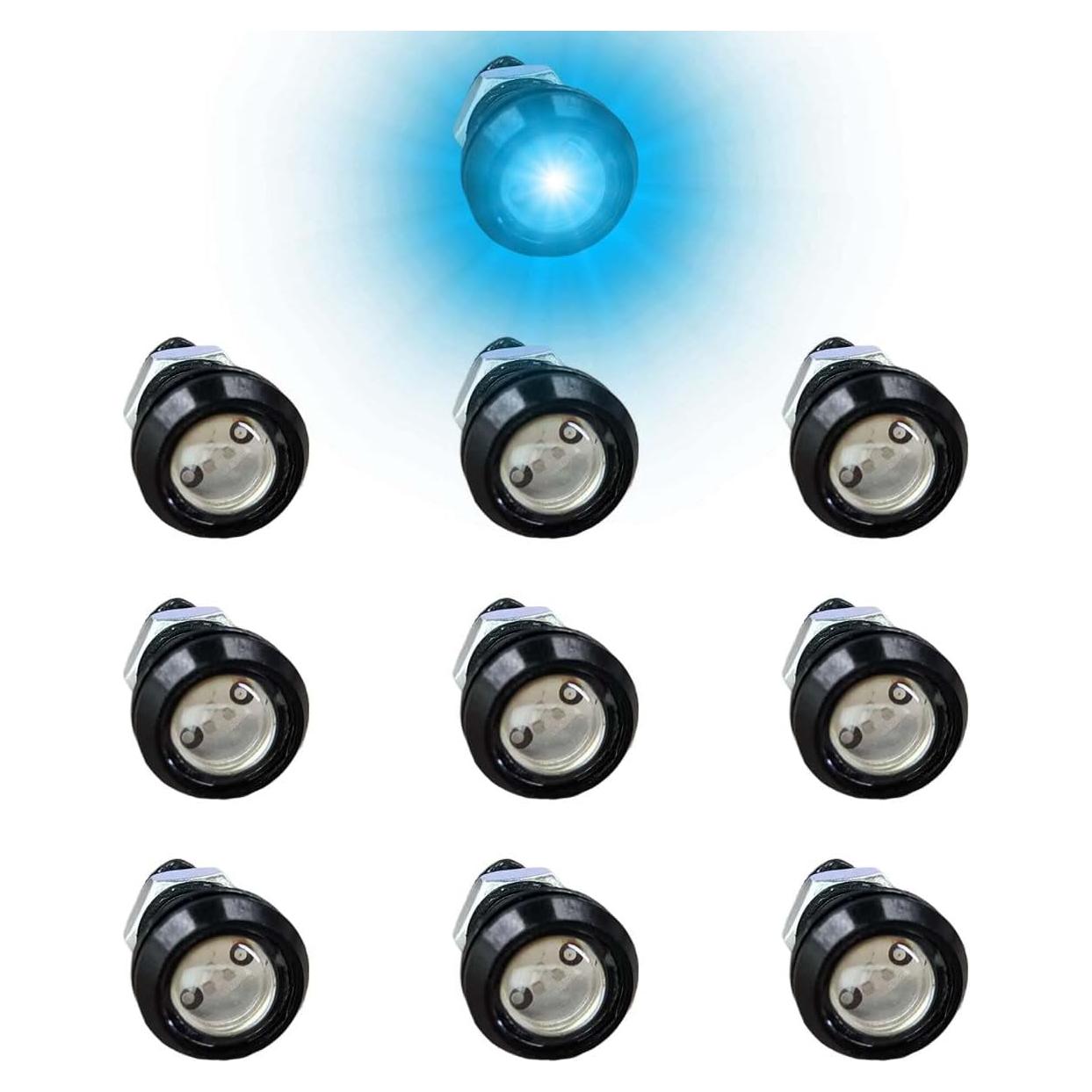 10 Luces LED Ojo de Águila KITUREK 12V Impermeables Azul